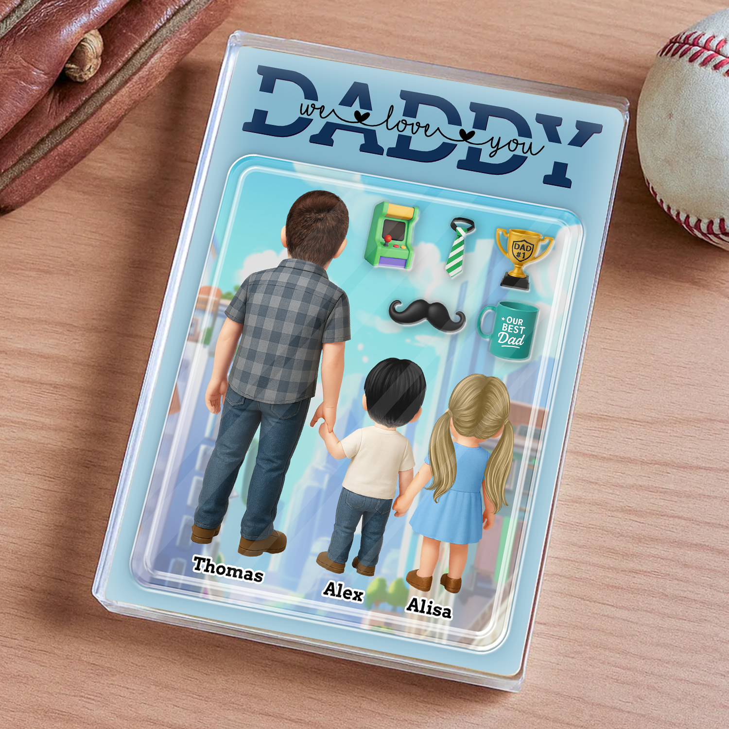 Daddy We Love You - Custom Figure Personalized Acrylic Block Plaque