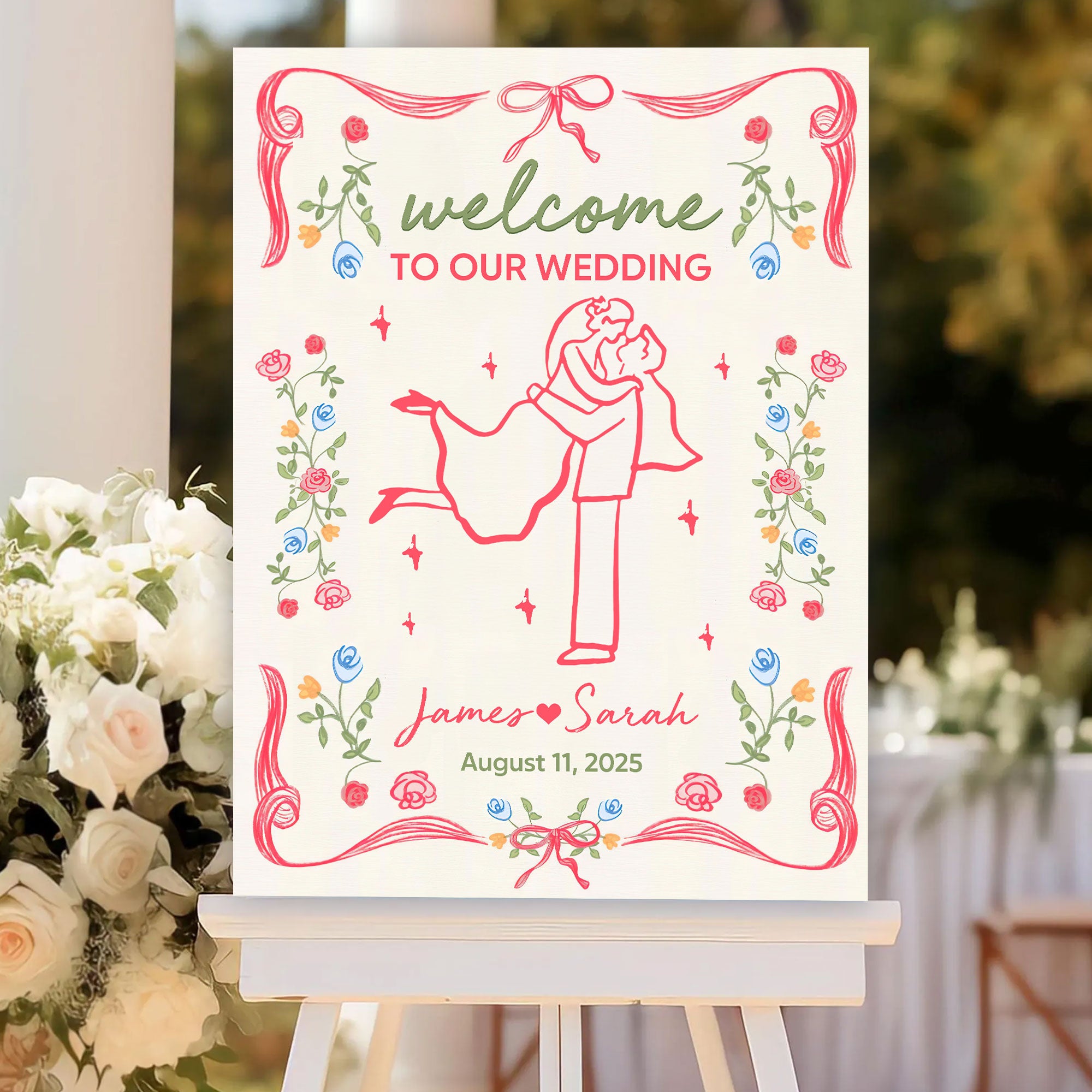 Welcome to Our Wedding Sign - Custom Name and Date Wedding Law Sign