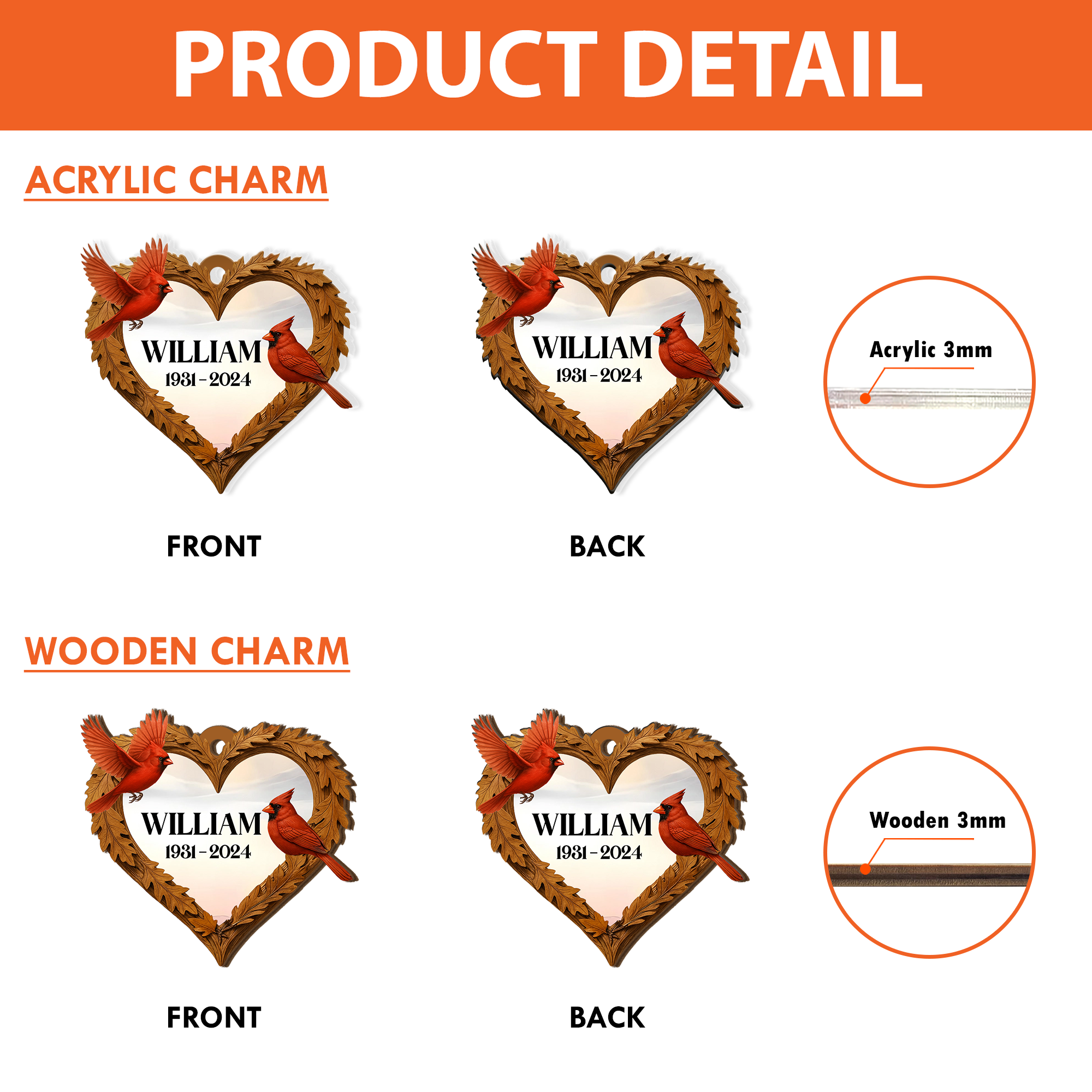 Always With You - 2 Layered Suncatcher with Charm - Memorial Gift