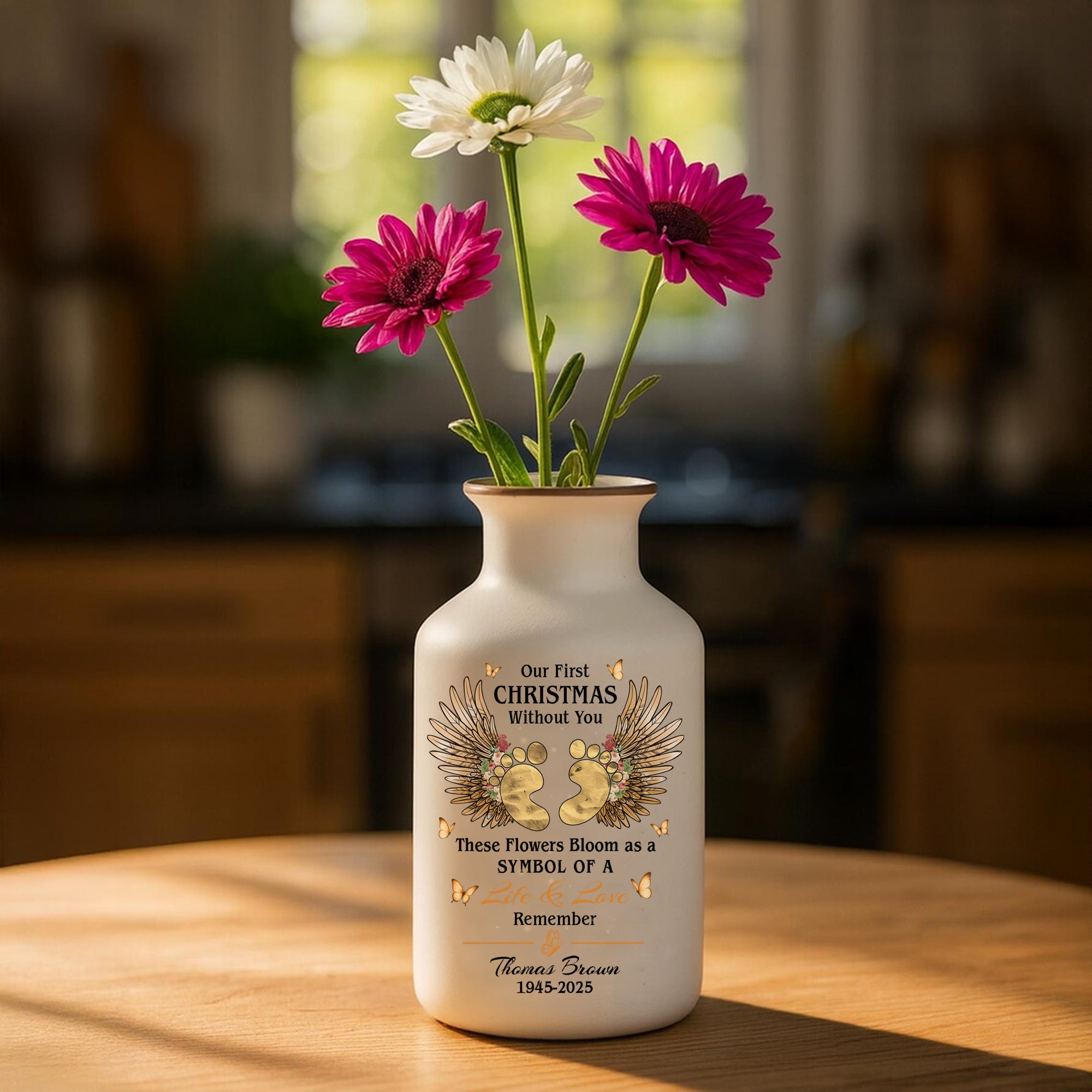 Our First Christmas Without You - Personalized Elegant Ceramic Flower Pot Minimalist - Miscarriage Memorial Gift