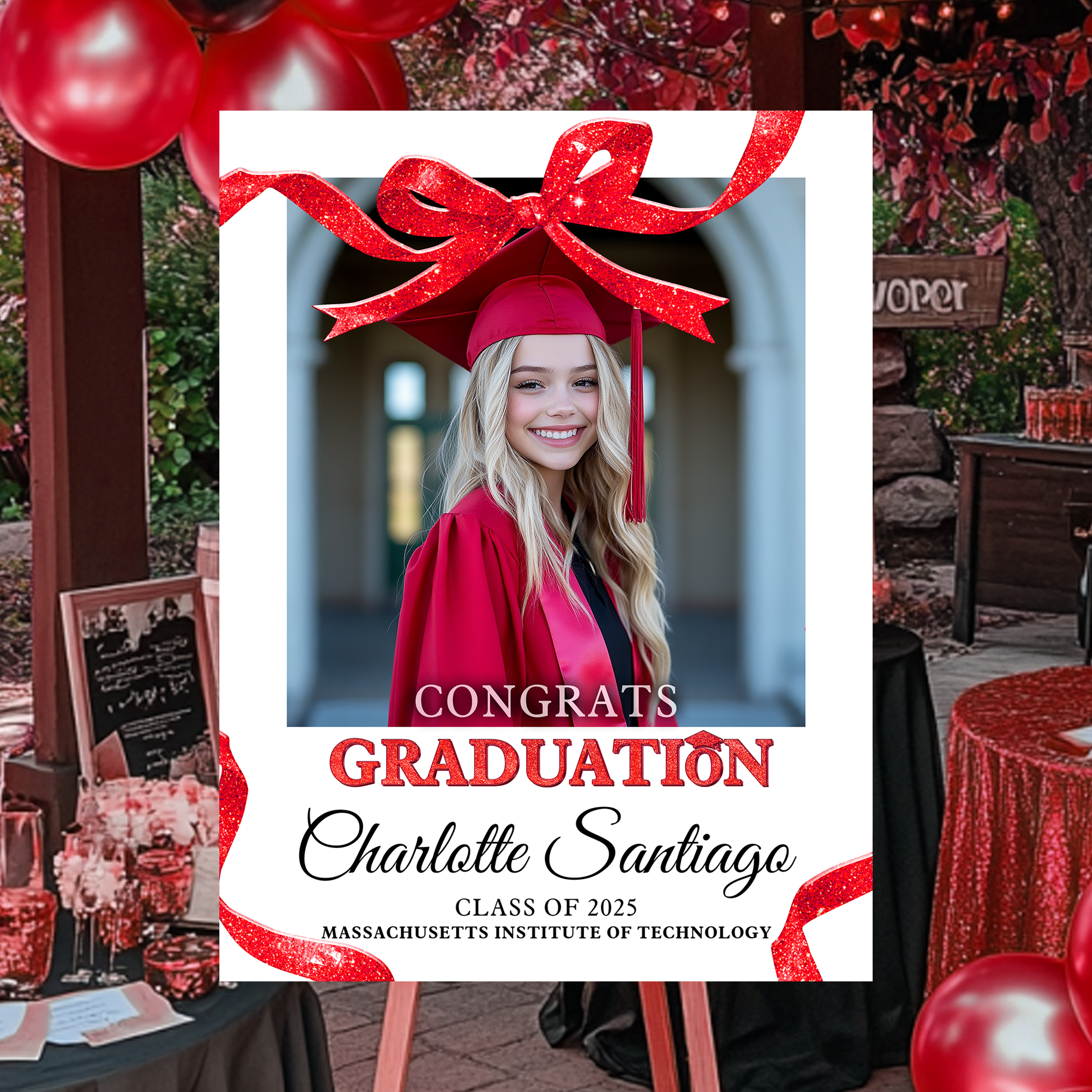 Bow Graduation Party Announcement Welcome Sign Class of 2025 Welcome Sign Personalized Graduation Welcome Sign