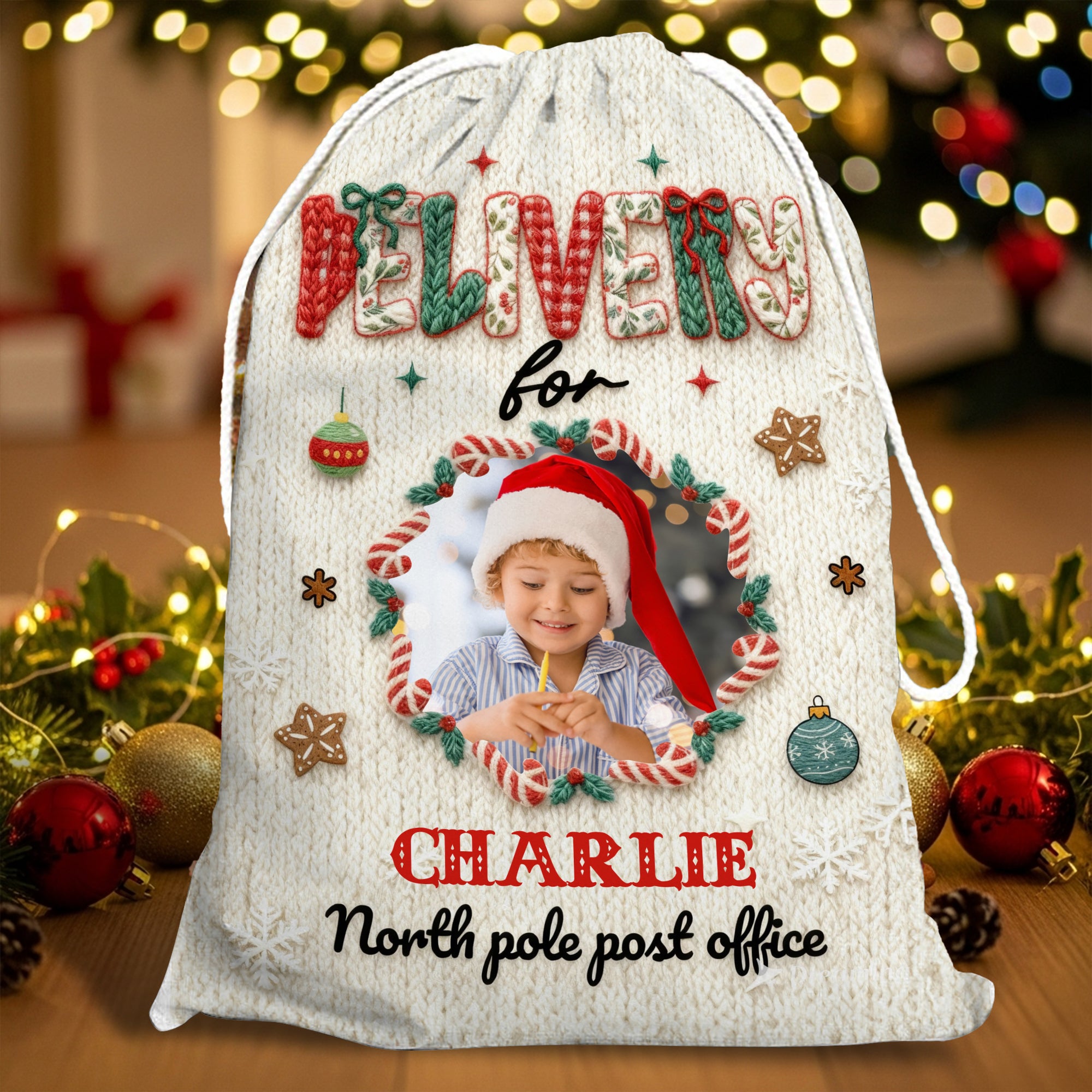 Delivery for Kids - Custom Photo Christmas Bag - Christmas Sack Gift for Kids