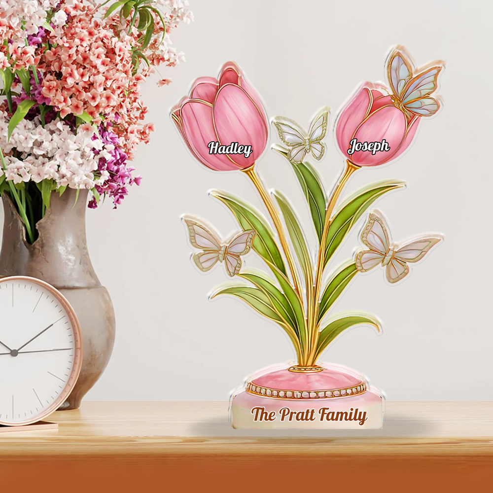 Family Flower - Personalized Custom Shaped Acrylic Plaque - Tulip