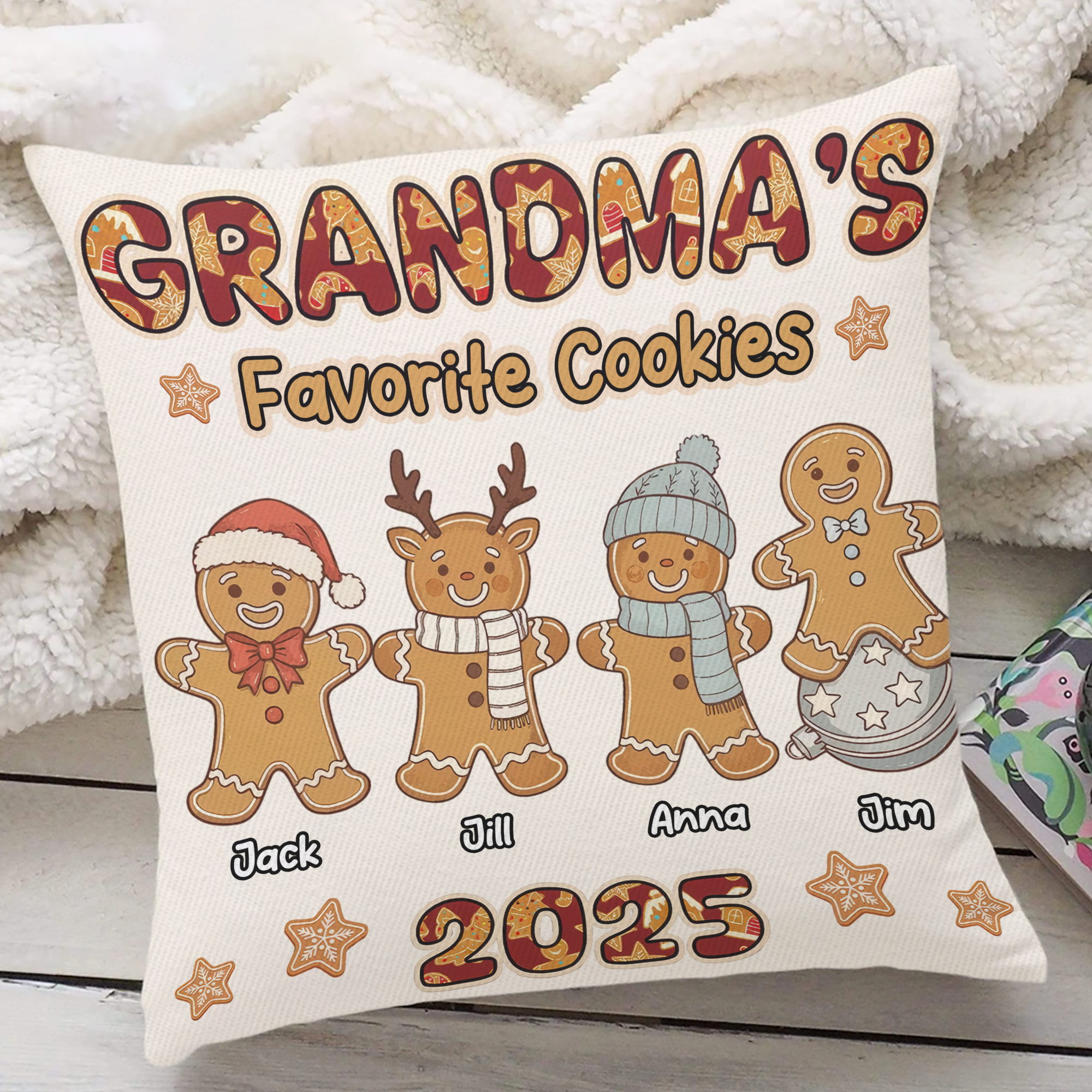 Custom Name - Grandma Favorite Cookies - Personalized Pillow - Christmas Gift