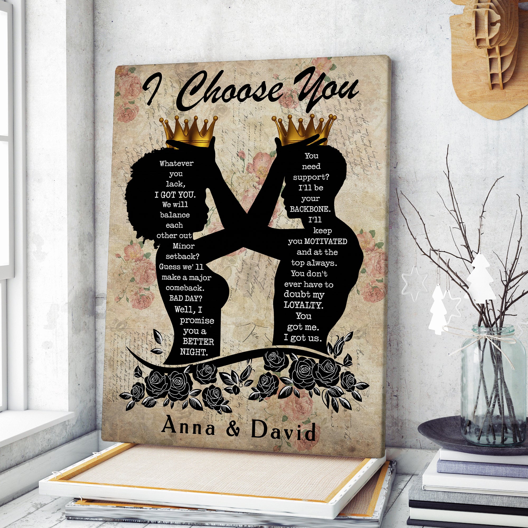 I Choose You - Custom Couple Name - Canvas Sign - Anniversary Gift