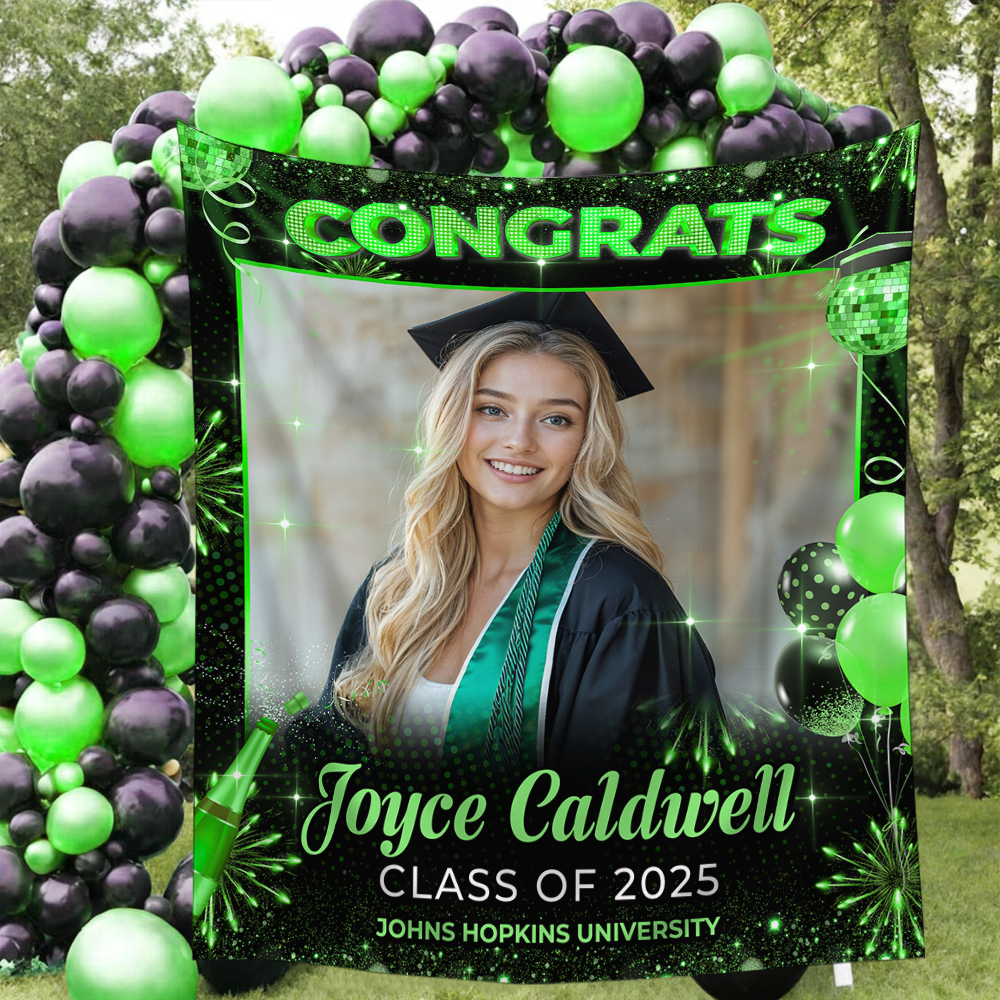 Personalized Congrats Class of 2025 Graduation Backdrop – Perfect for Graduation Party Decorations