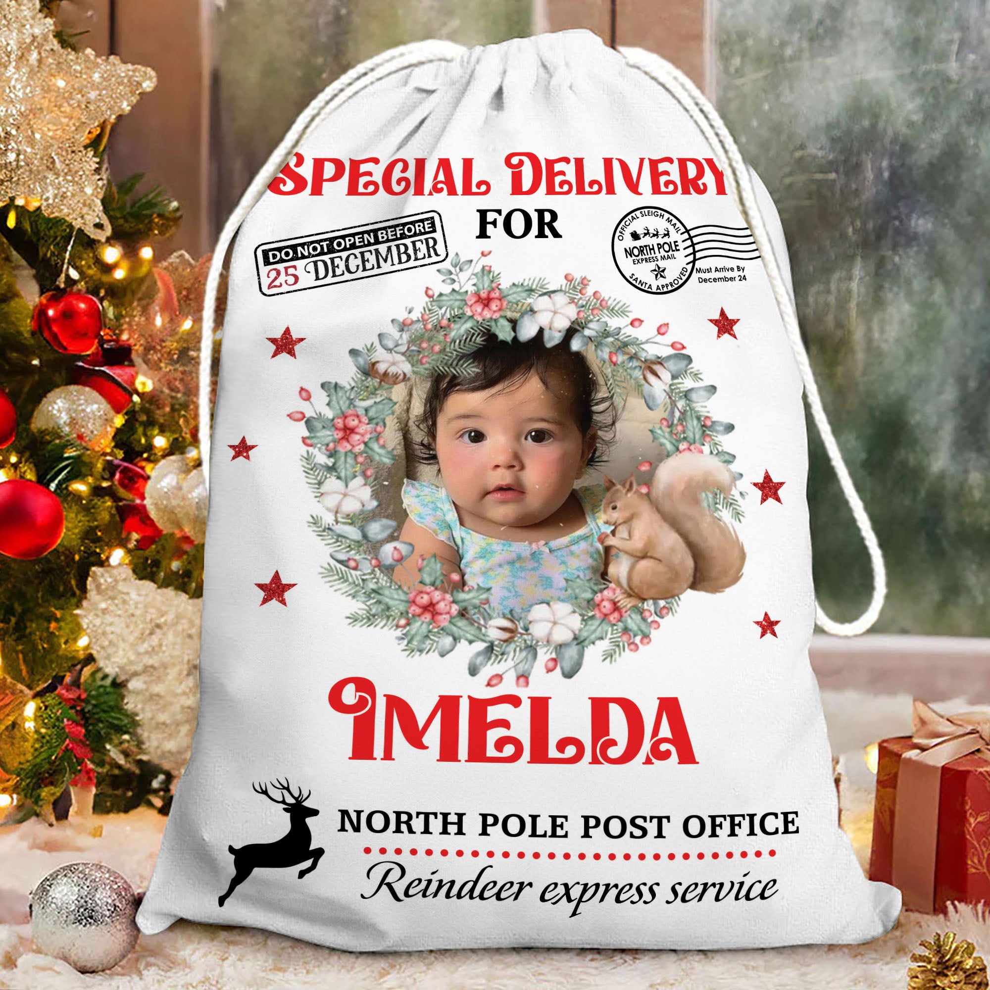 Special Delivery - Christmas Bag Custom Photo  - Christmas Sack Gift