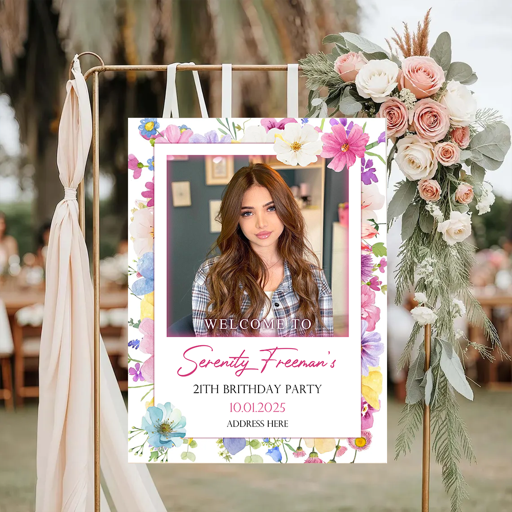 Birthday Party Welcome Sign - Custom Name & Photo Law Sign - Welcome To My Birthday Sign