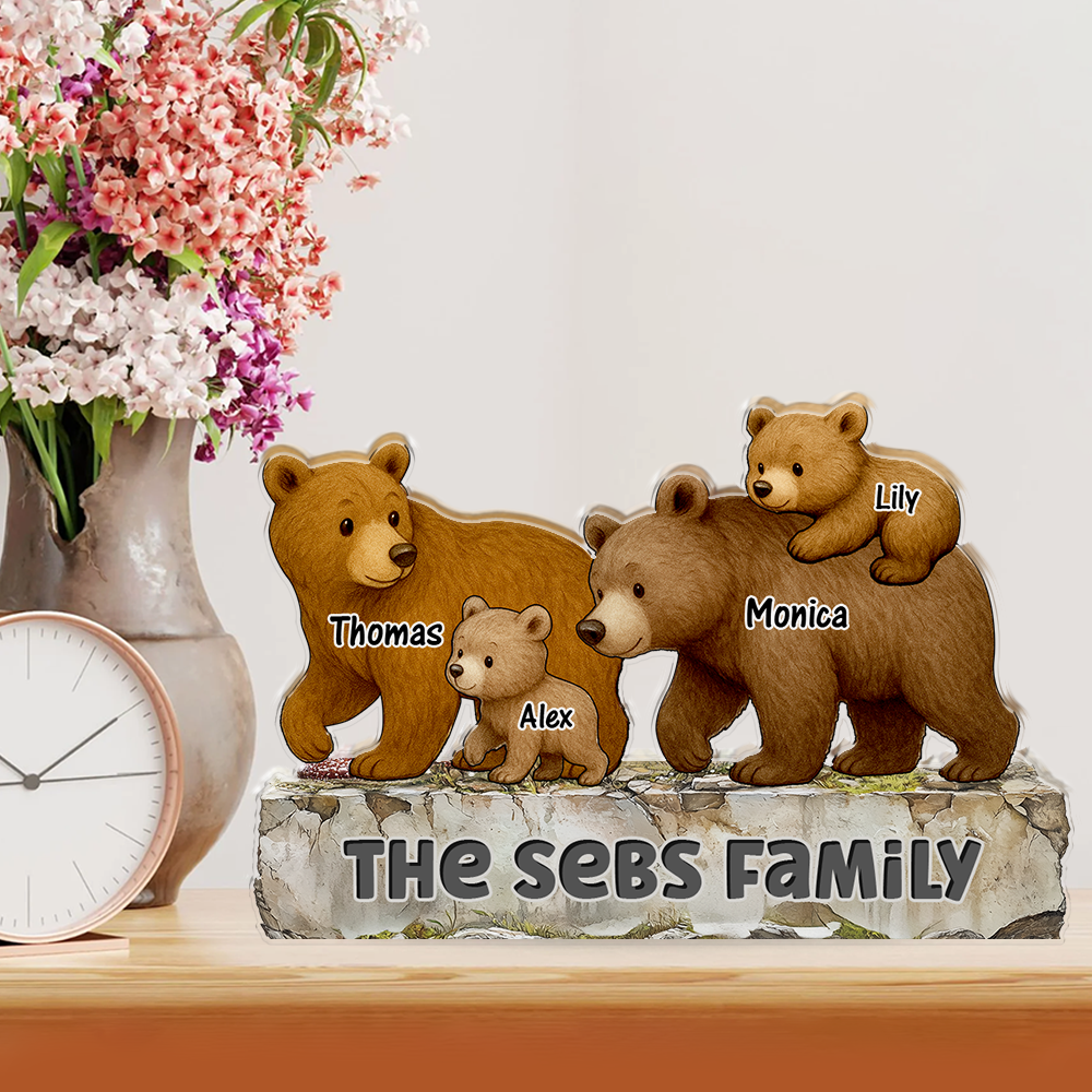 Our Family - Personalized Custom Shaped Acrylic Plaque - Bear Family