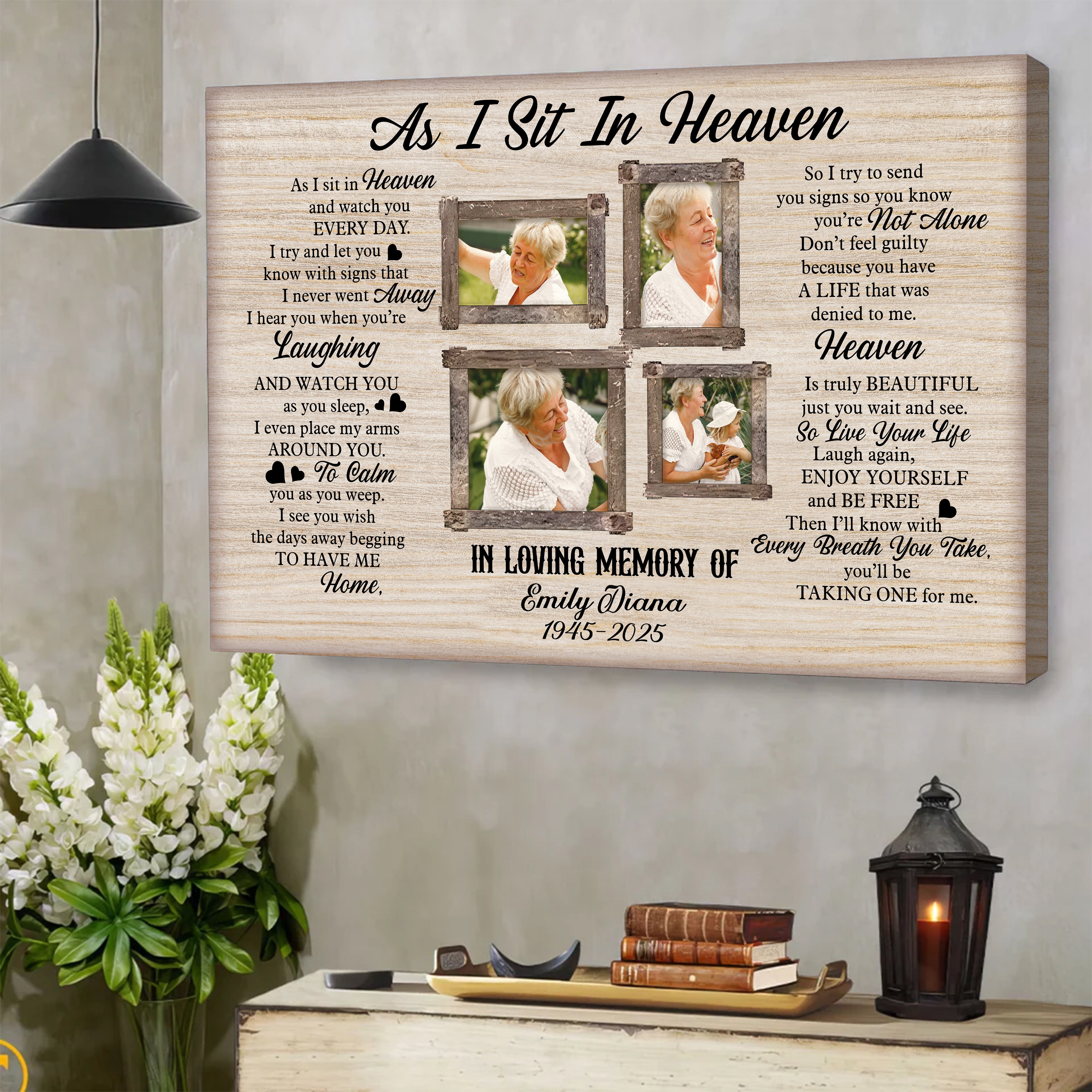 As I Sit In Heaven - Custom Name and Photo - Personalized Canvas Print - Family Decor