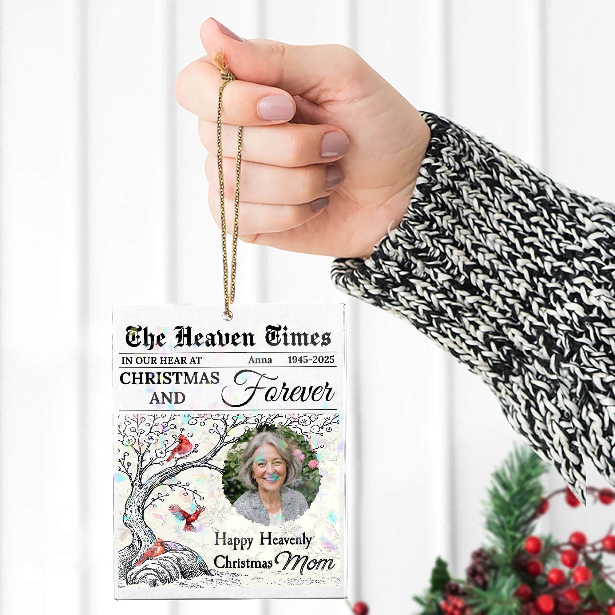 The Heaven Times - Custom Name and Photo - Custom Shape Hologram Ornament