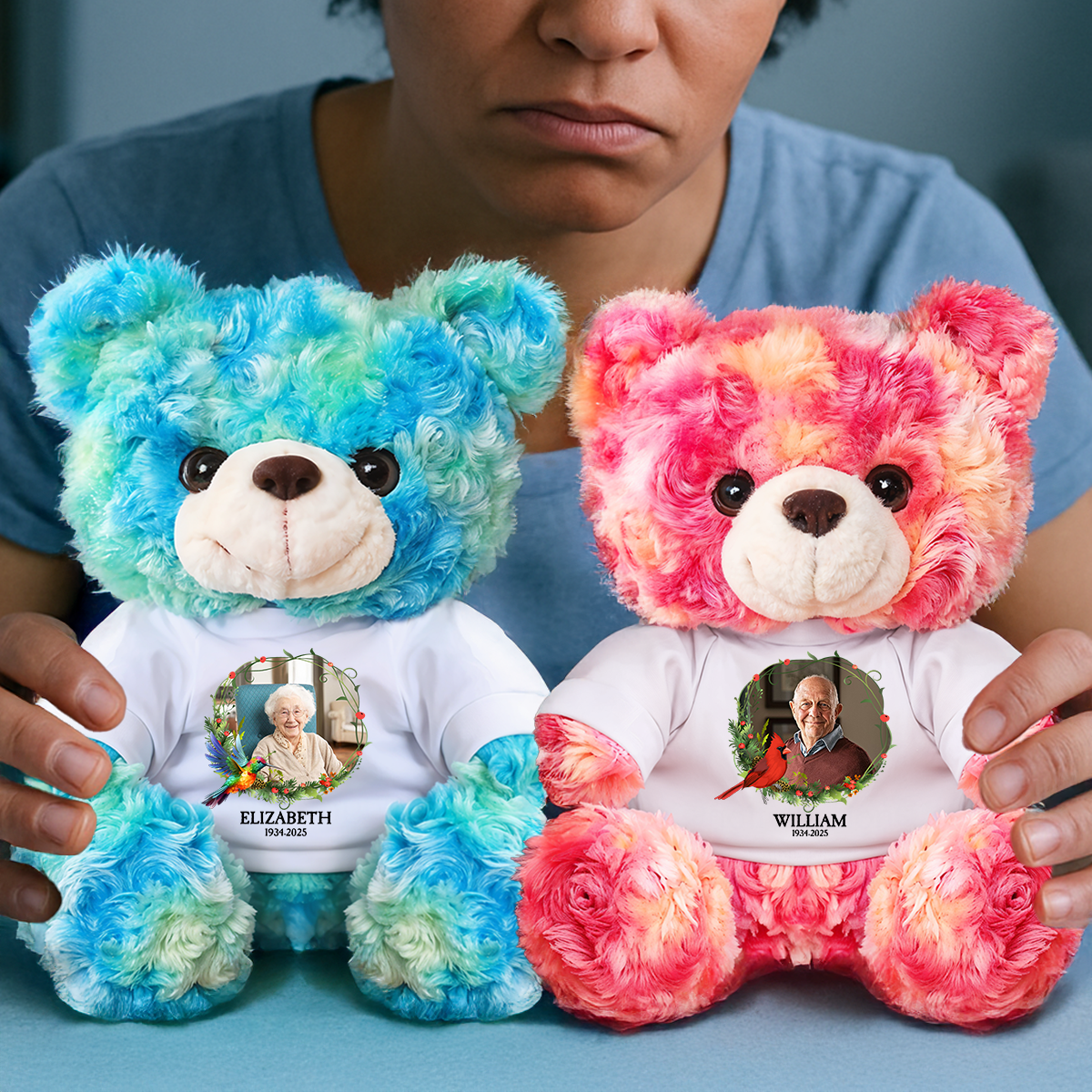 Personalized Memorial Bear Plush - Custom Name and Photo Teddy Bear