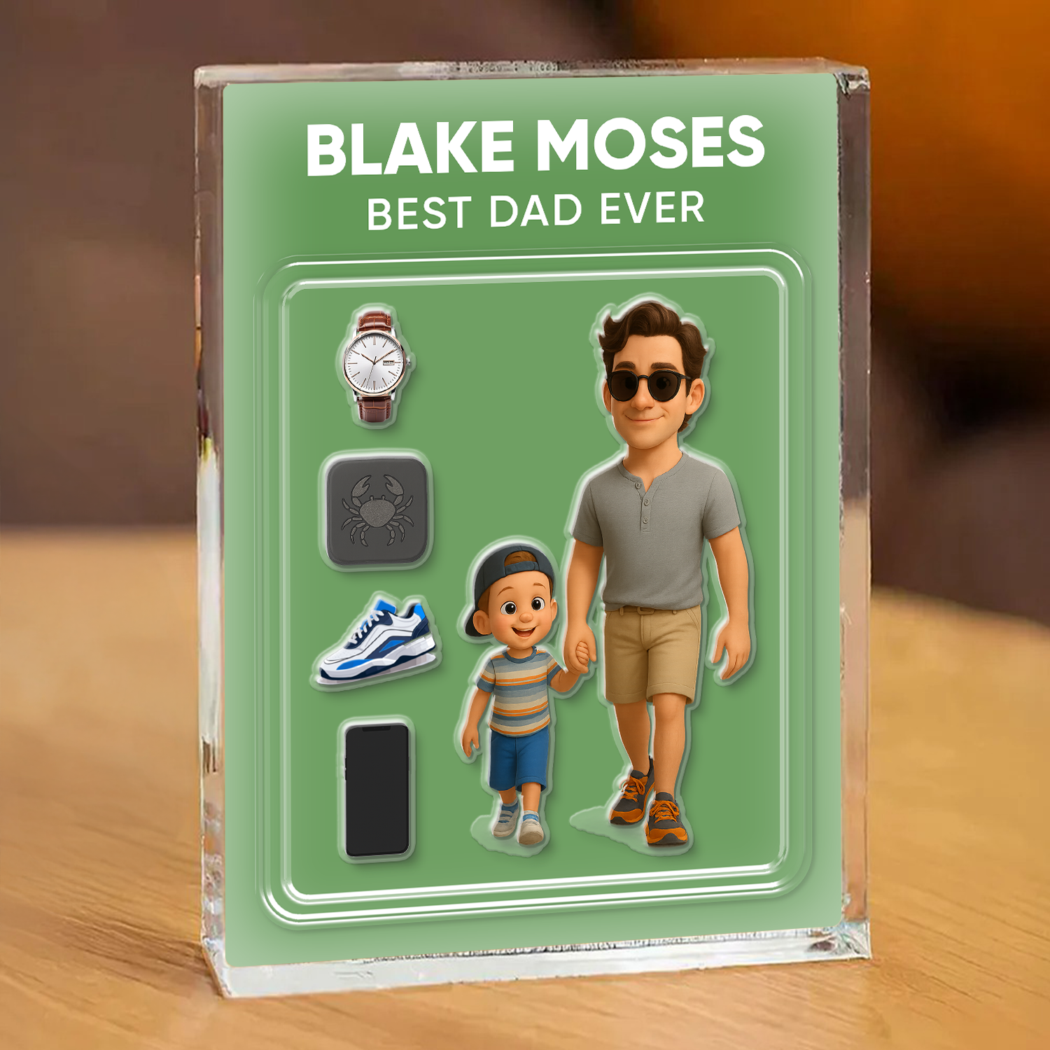 Best Dad Ever - Custom Photo Personalized Acrylic Block Plaque