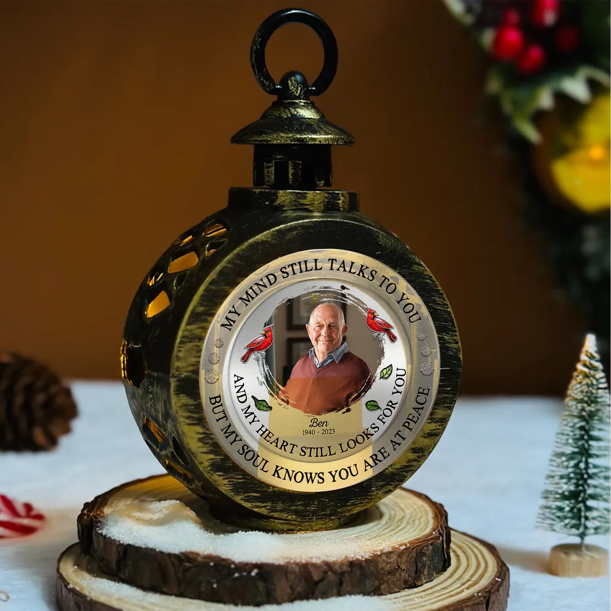 Custom Name and Photo - Memorial Gift - Personalized Candlelight Lantern Ornament