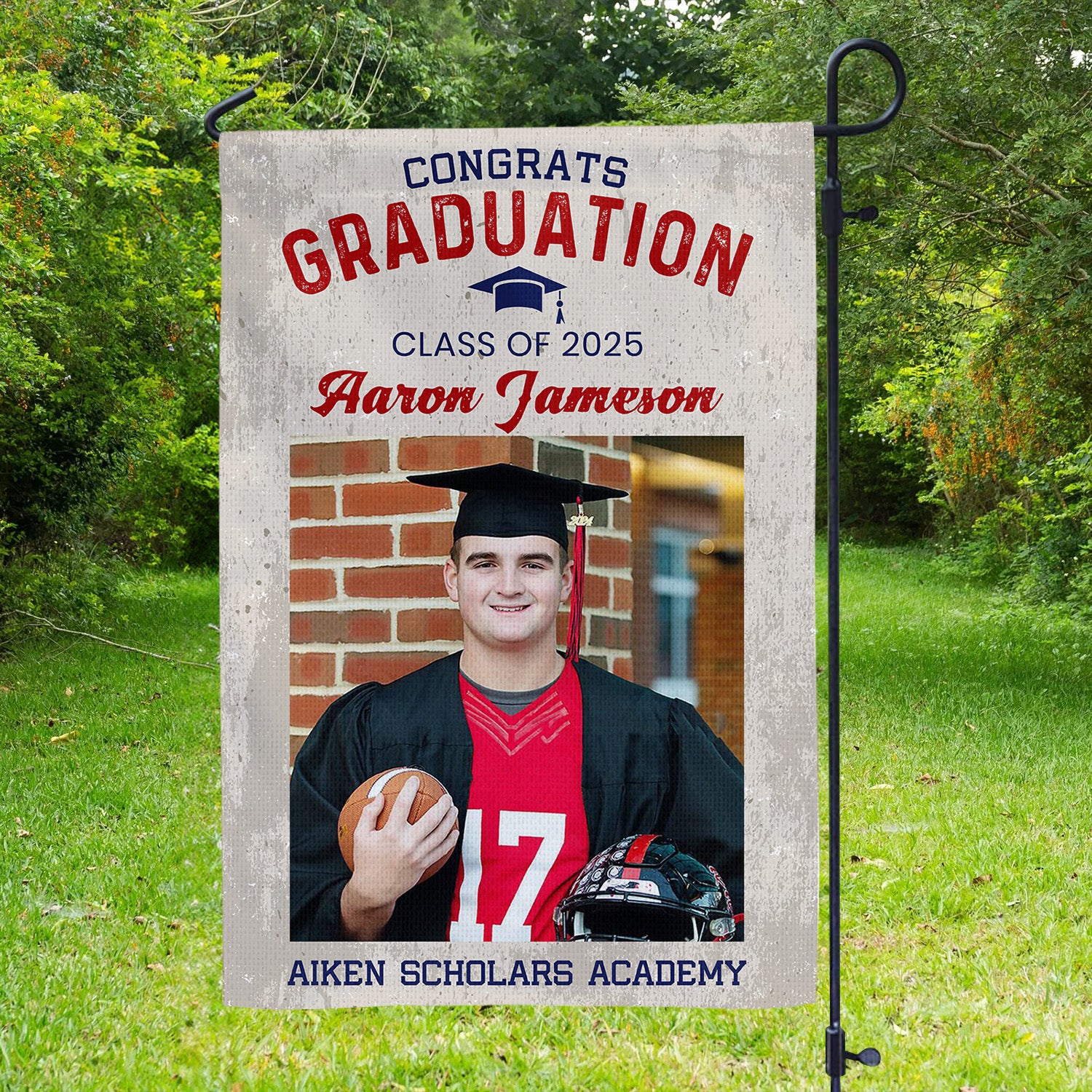 Custom Photo and Name Flag Congrats Graduation 2025 Garden Flag, Graduation Decorations