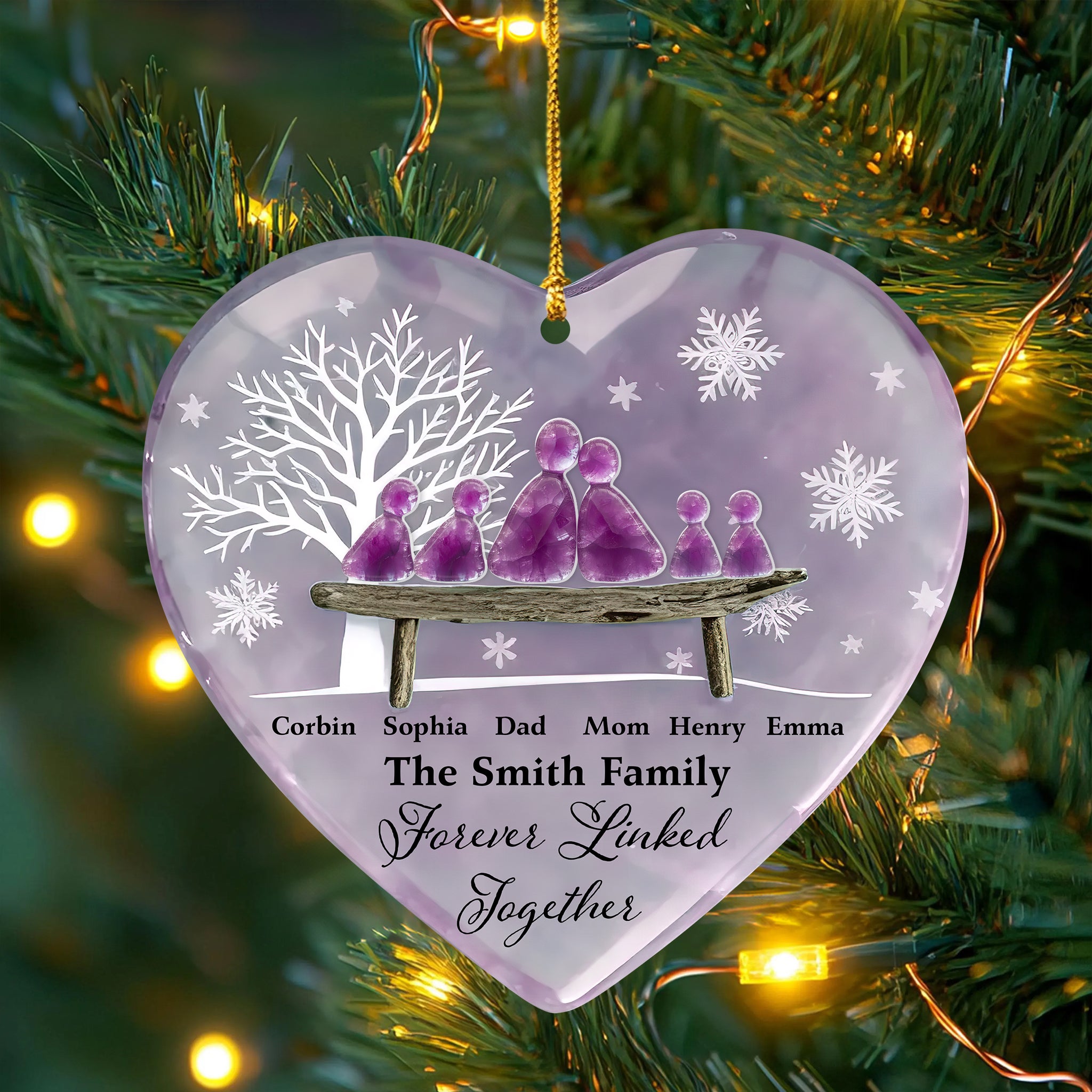 Forever Linked Together - Custom Name Family Gift - Custom Shape Hologram Ornament