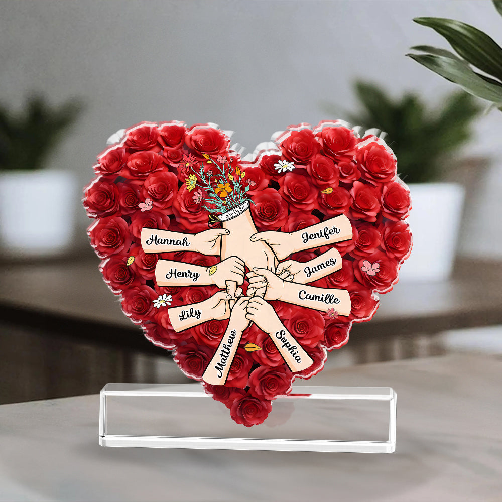 Family Heart - Personalized Name Gift - Custom Shape Acrylic Block Plaque