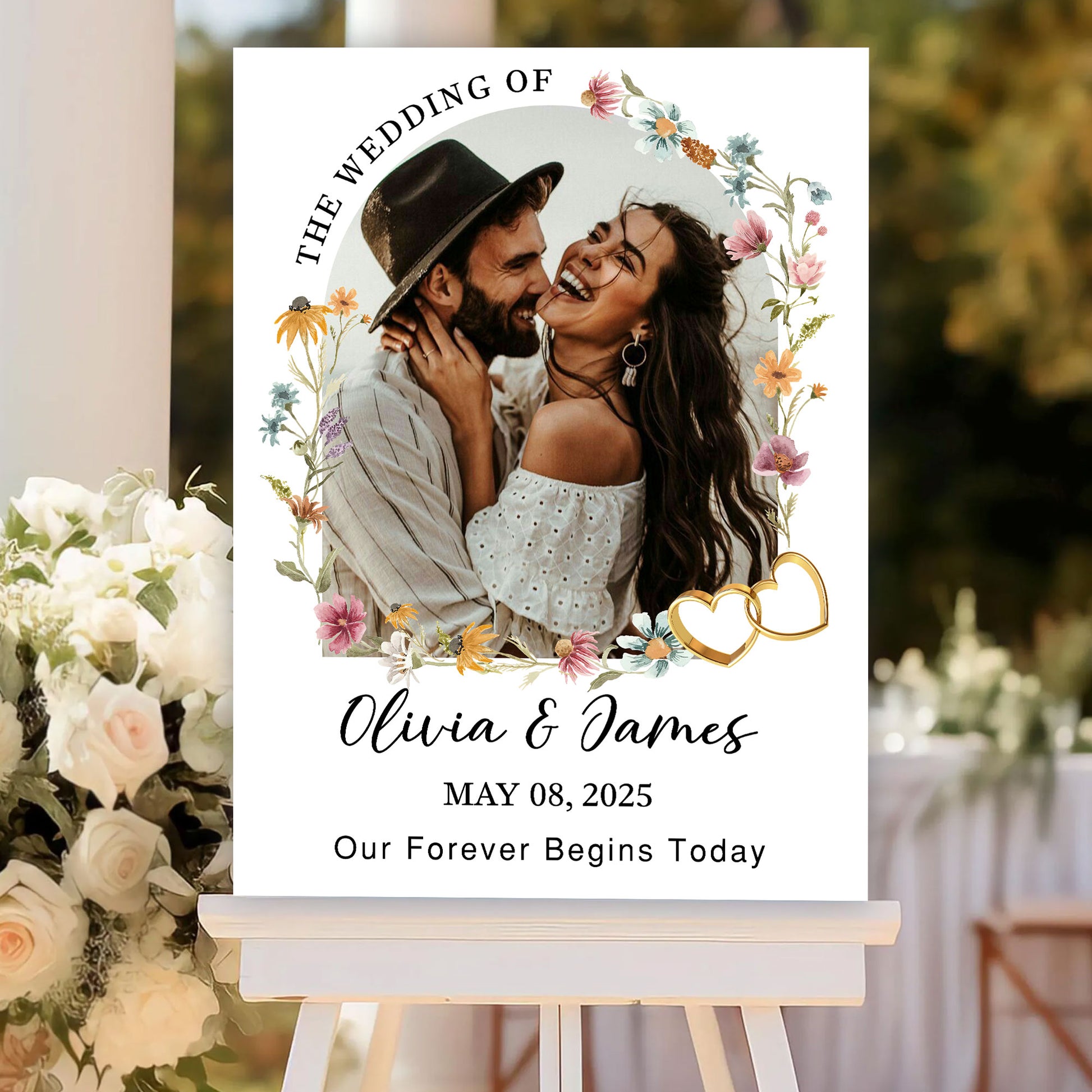 Wedding Welcome Sign - Custom Name & Photo Wedding Law Sign