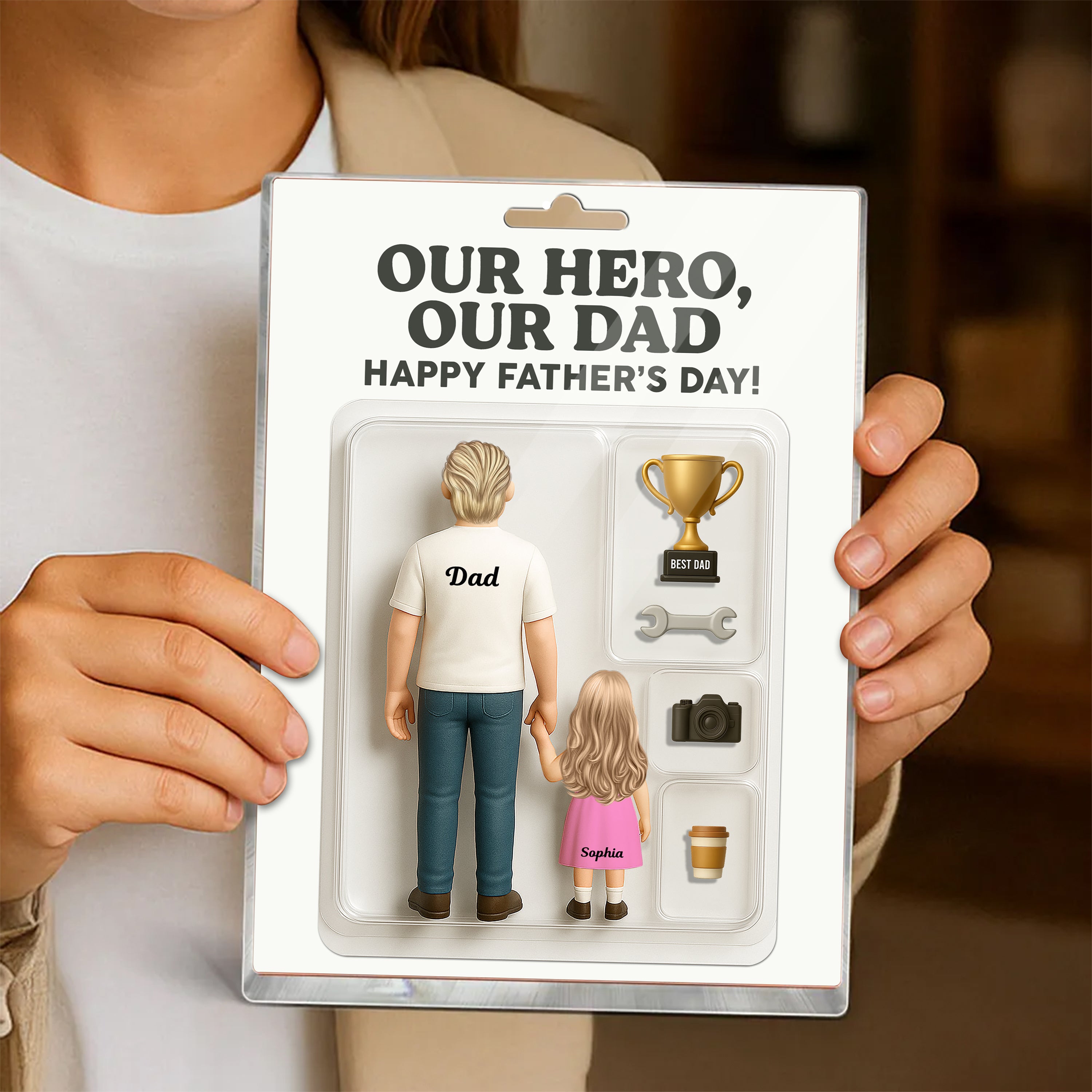 Our Hero Our Dad - Custom Figure Personalized Acrylic Block Plaque
