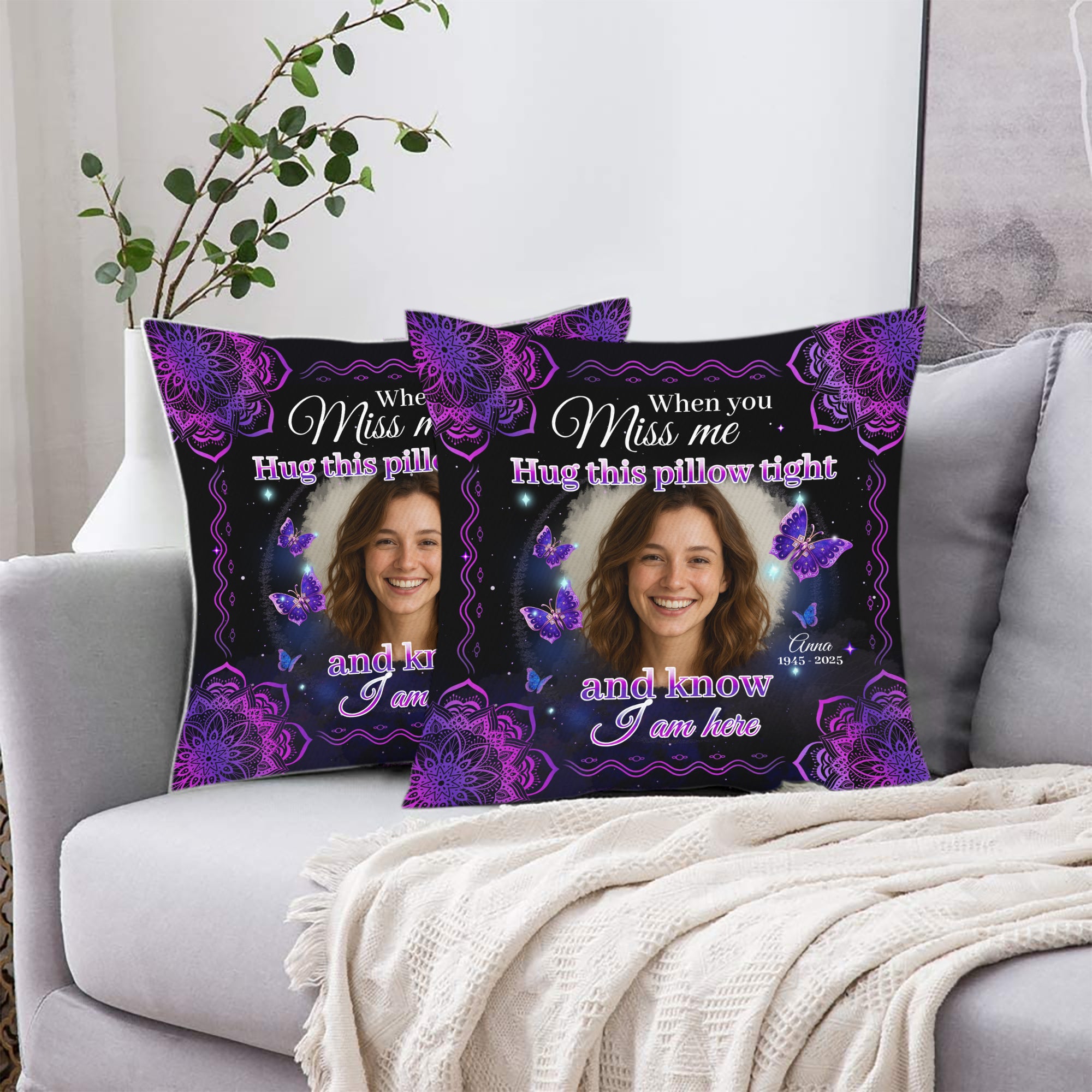 I Will Carry You With Me - Custom Name and Photo - Personalized Pet Memorial Pillow