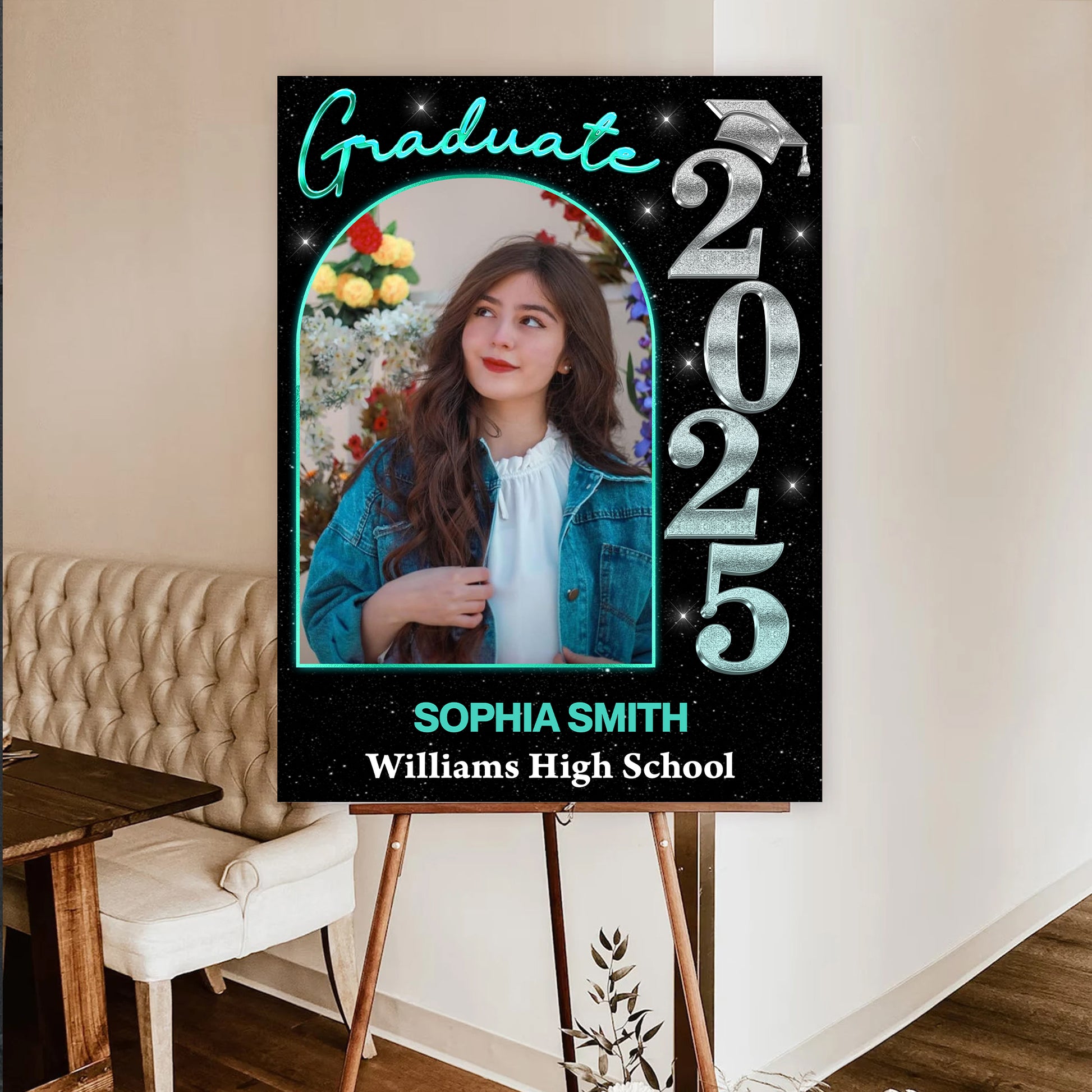 Custom Class Of 2025 Color - Graduation Party Welcome Sign - Custom Photo Grad Party Sign - Personalized Graduation Decoration