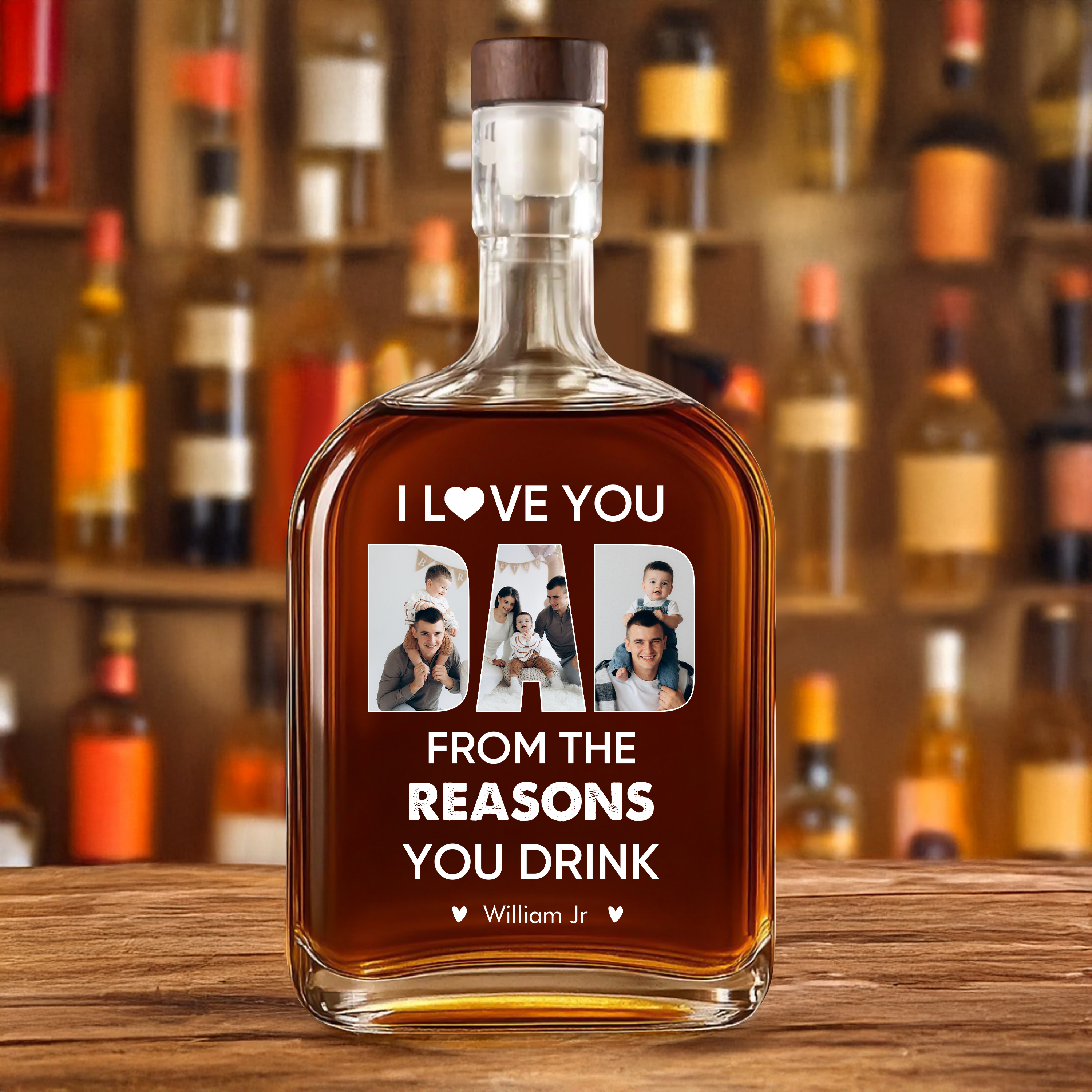 I Love You Dad - Family Personalized Custom Whiskey Bottle