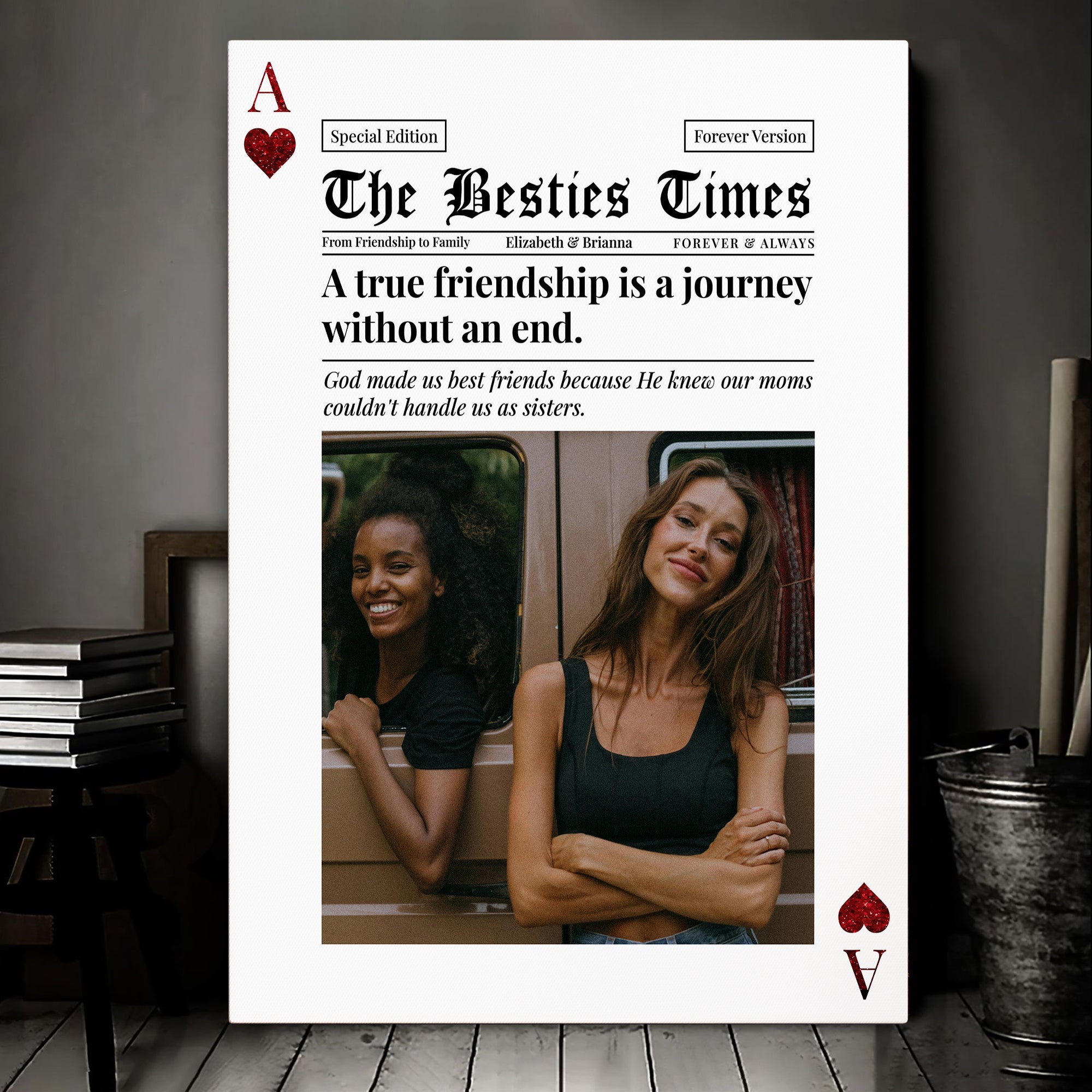 The Bestie Times - Custom Photo - Canvas Sign - Bestie Gift