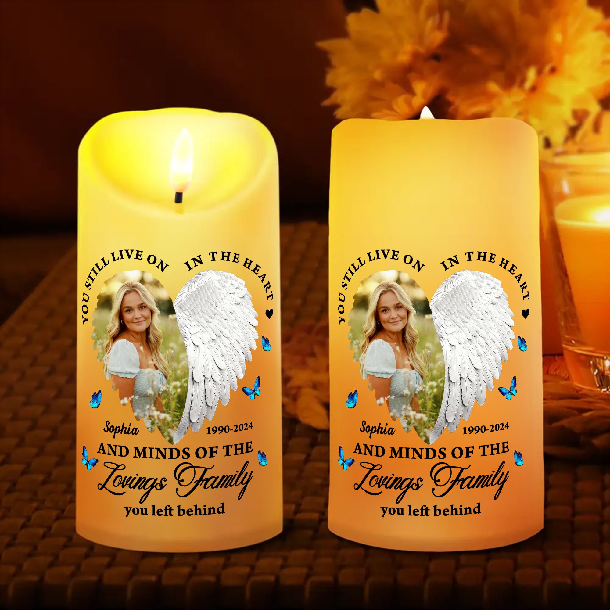 Custom Name and Photo Memorial Gift - Personalizes Photo LED Candle