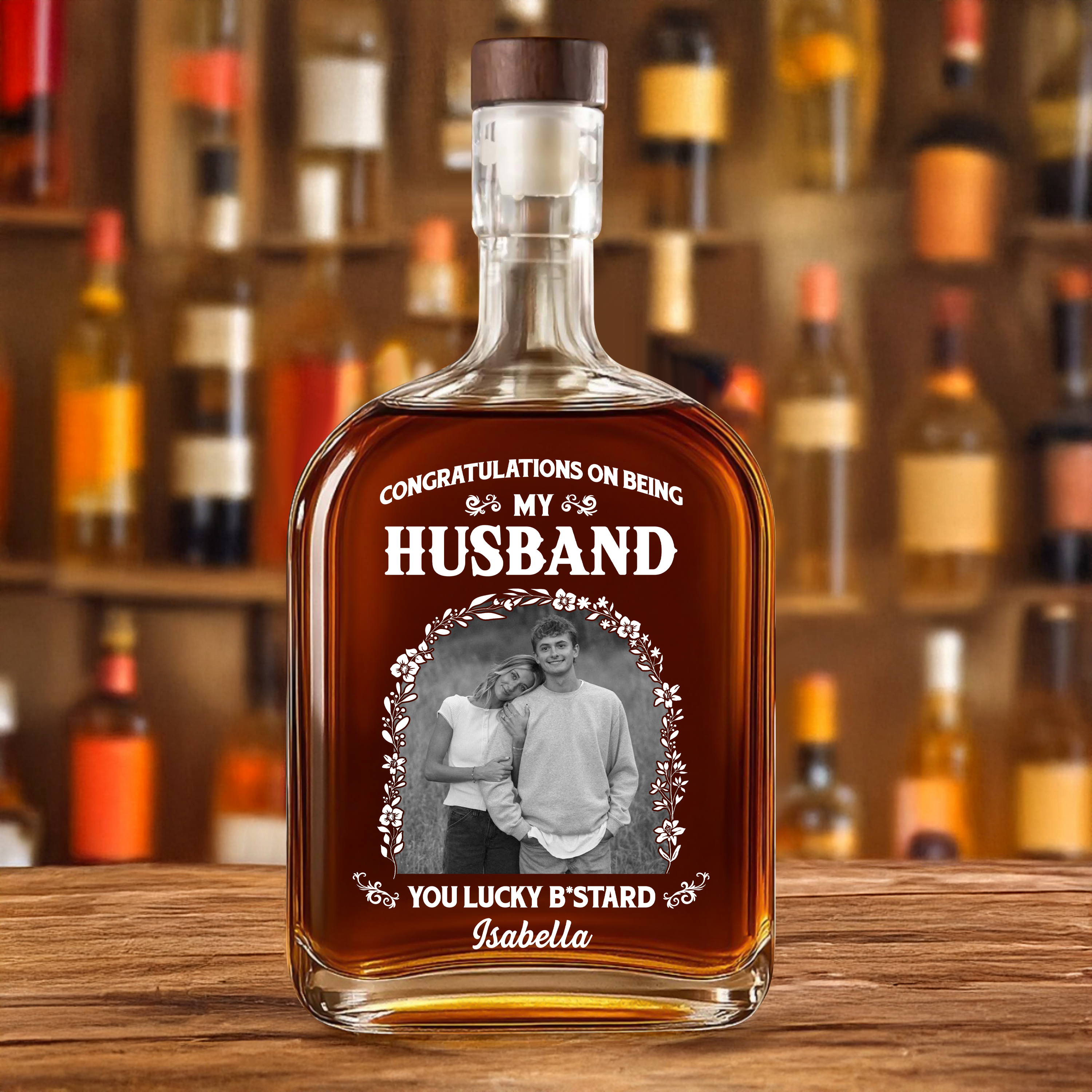 Congrats on Being My Husband - Personalized Custom Whiskey Bottle