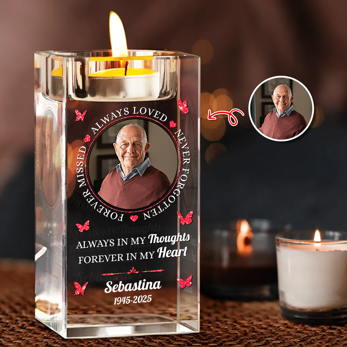 Your Light Will Always Shine - Personalized Crystal Candle Holder