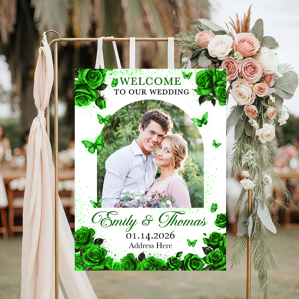 Welcome to Our Wedding Sign - Custom Name and Photo Wedding Law Sign