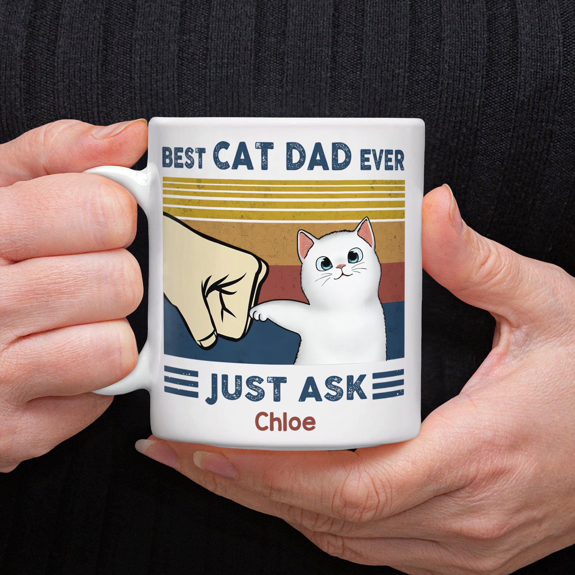 Gift For Cat Lover - Best Cat Dad Ever - Personalized Custom Mug