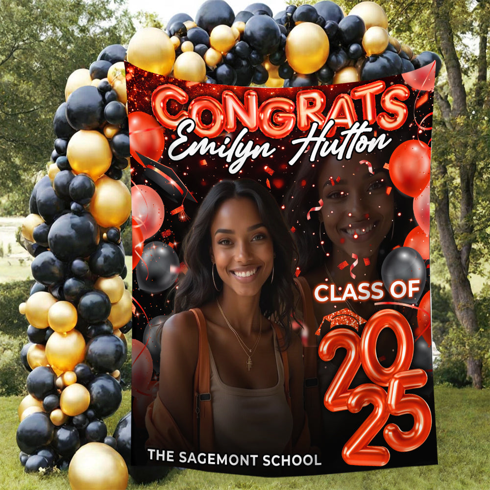 Personalized Congrats Class Of 2025 Backdrop, Custom Graduation Party Decorations