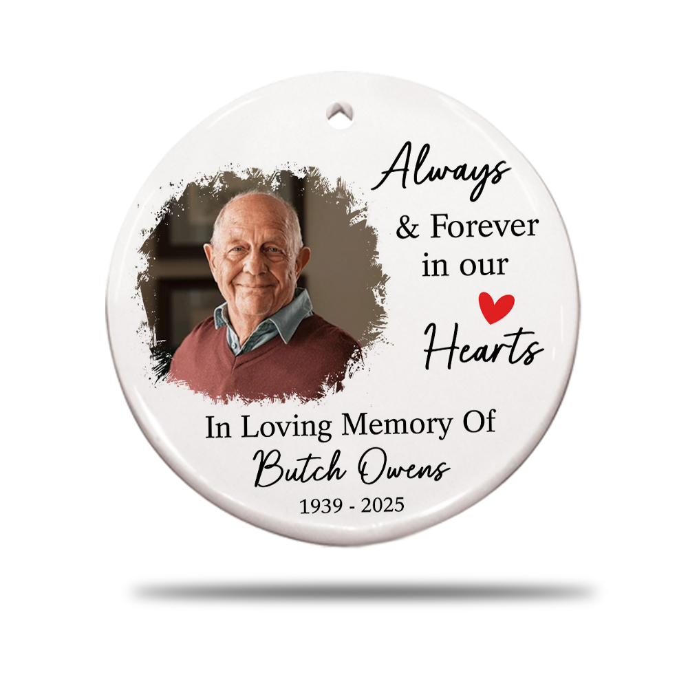 In Loving Memory - Custom Name and Photo Ceramic Ornament - Home Decor