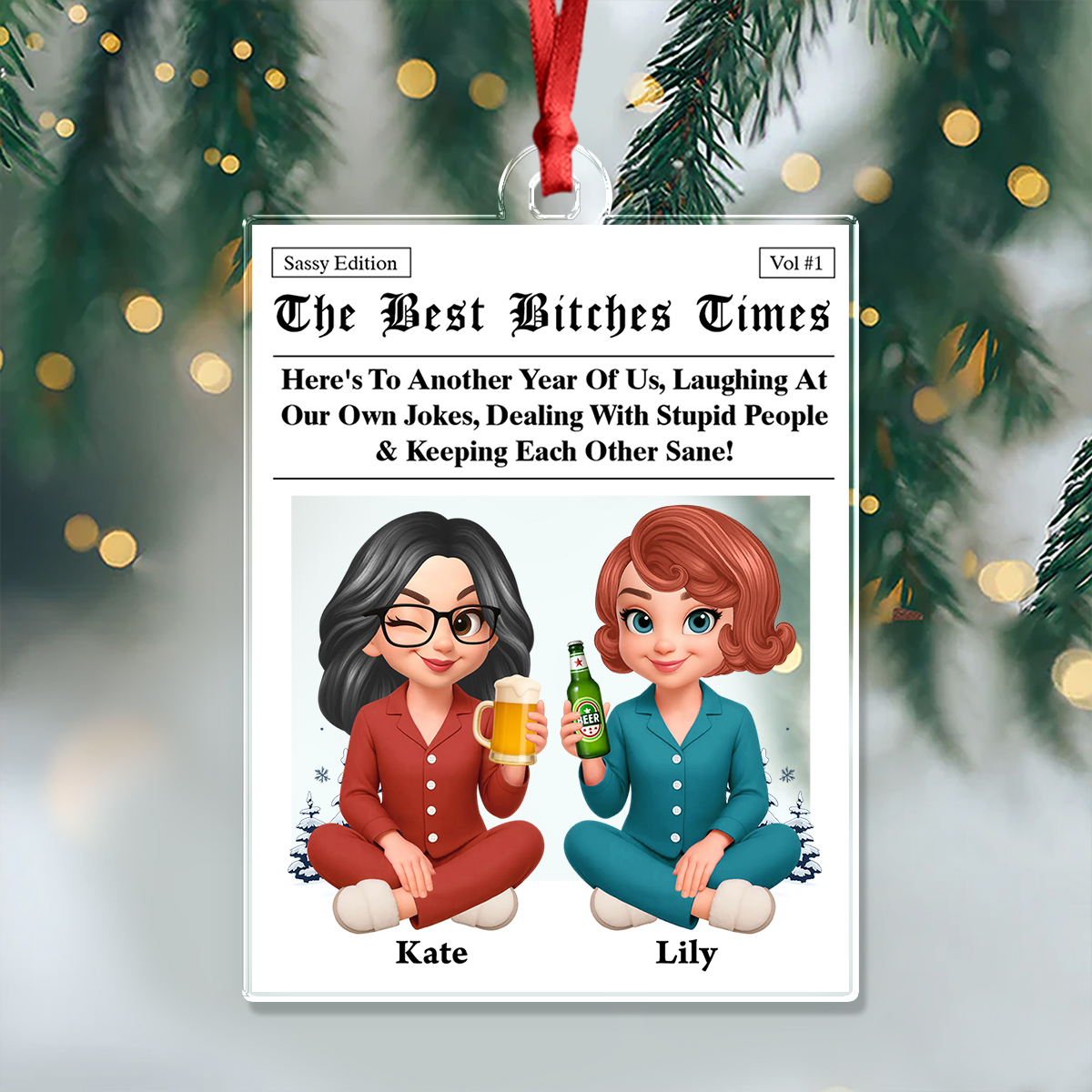 Custom Bestie Gift - Personalized Hologram Ornament - Home Decoration