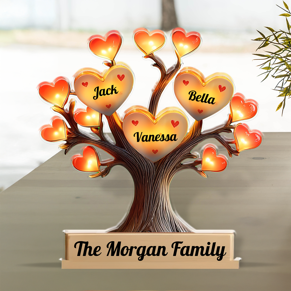 Family Tree - Personalized Family Name Gift - Custom Shape Acrylic Block Plaque