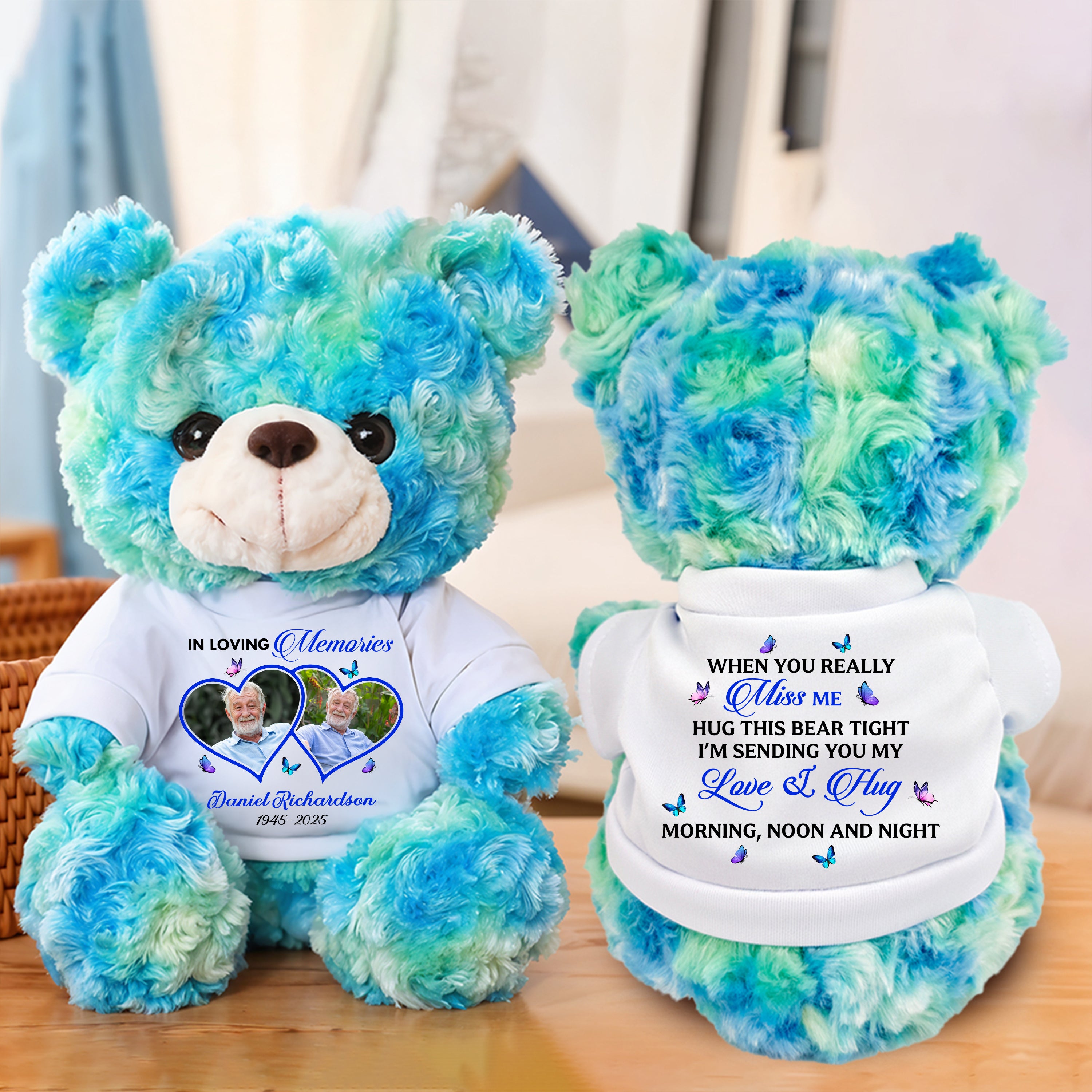 In Loving Memory - Personalized Memorial Bear Plush - Custom Name and Photo Teddy Bear