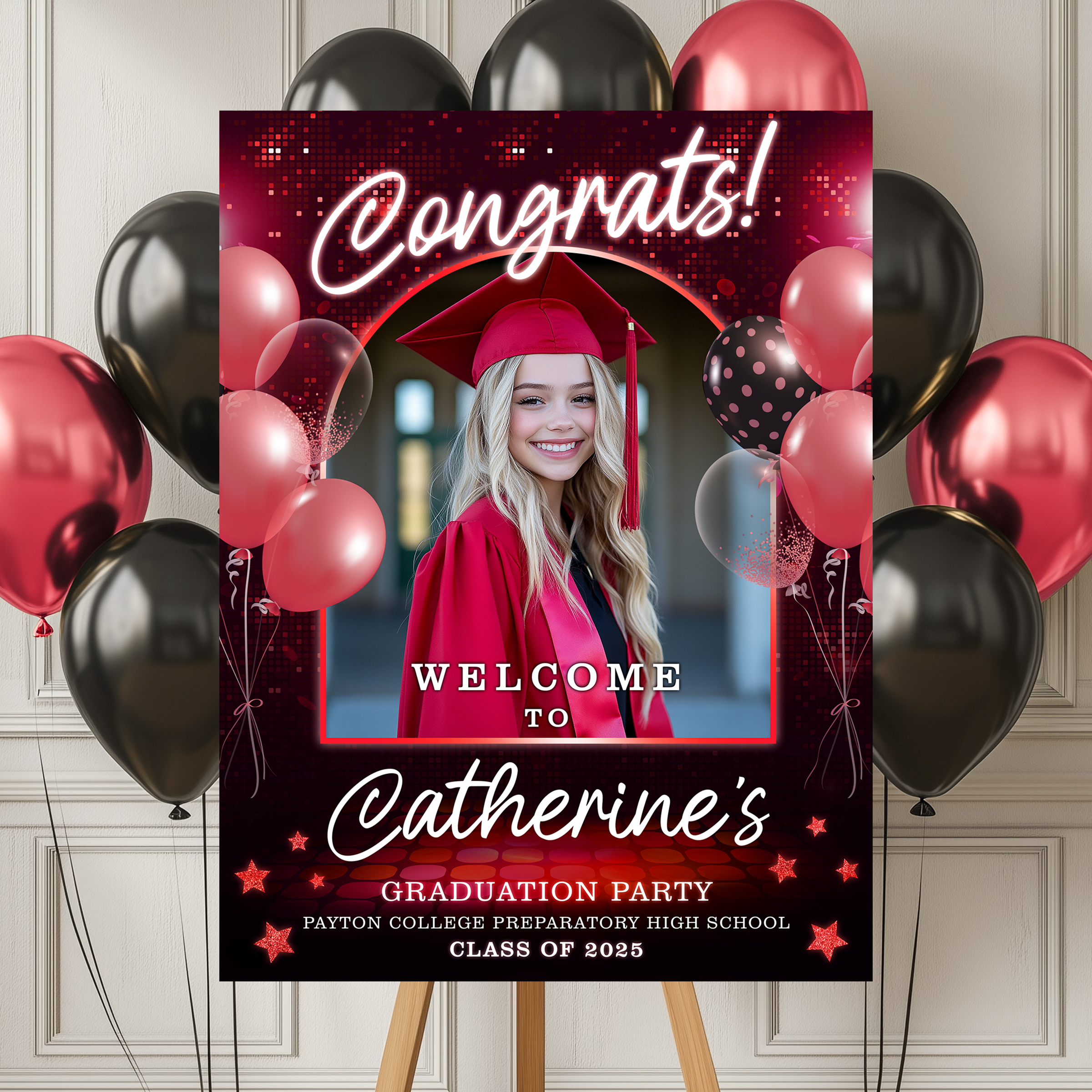 Welcome To The Graduation Party – Cheers To The Class Of 2025 Personalized Congrats Graduate Welcome Sign