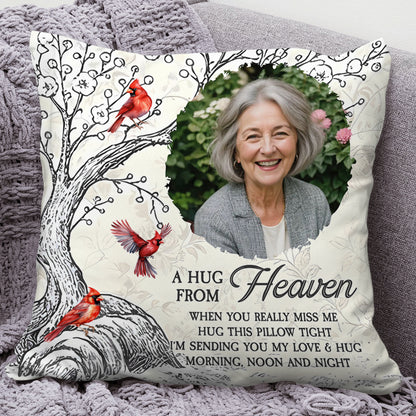 A Hug From Heaven Cardinal - Memorial Pillow - Sympathy Gift (Insert Included)