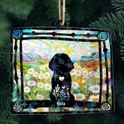 Personalized Floral Dog Ornament - Custom Shape Hologram Ornament