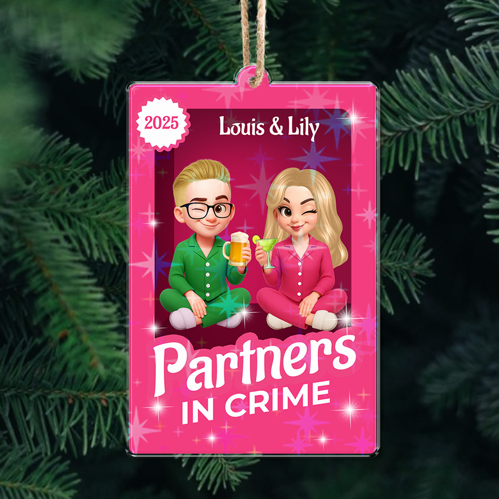 Partners In Crime - Personalized Couple Name and Appearance Ornament - Custom Shape Hologram Ornament