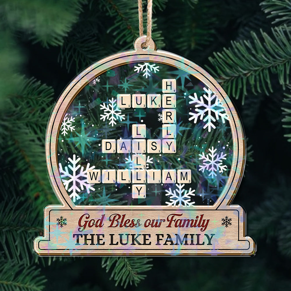 Personalized Family Name Ornament - Custom Shape Hologram Ornament