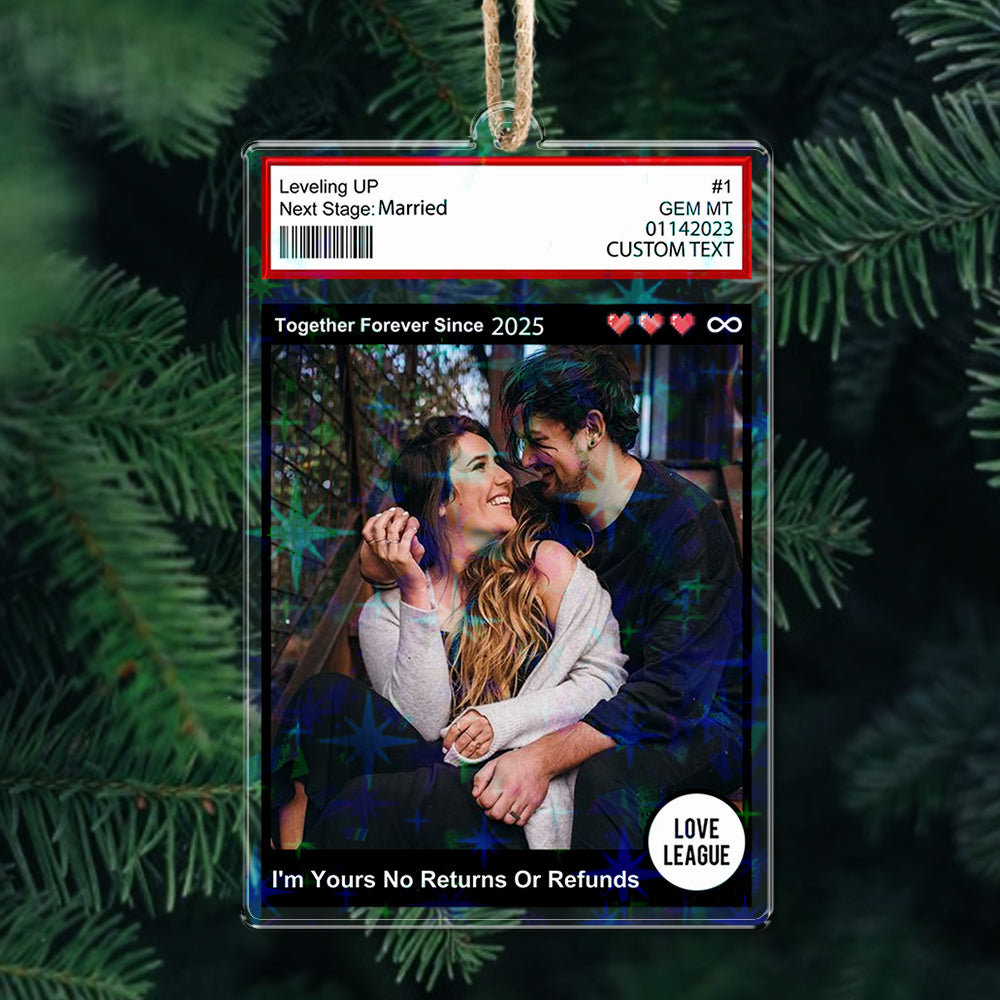 Personalized Couple Name and Photo Ornament - Custom Shape Hologram Ornament