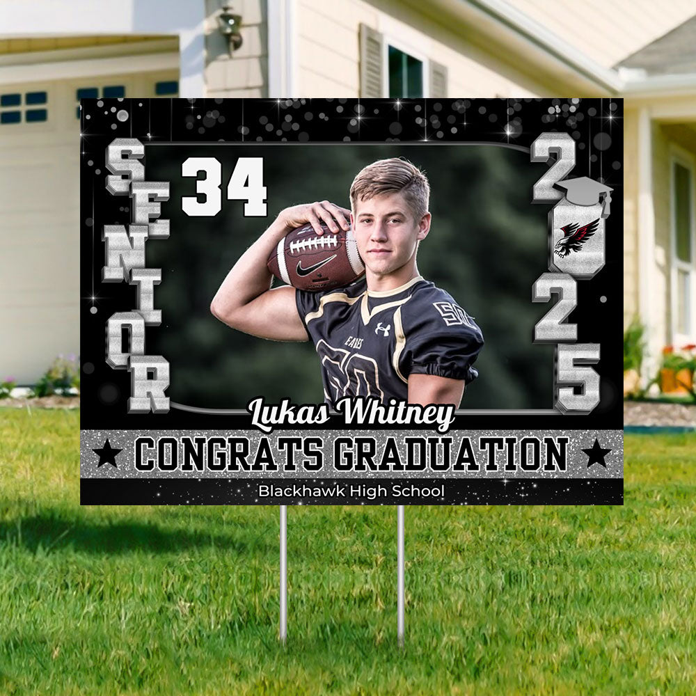 Congrats Class Of 2025 Lawn Sign, Custom Name and School Name Congrats Graduation Lawn Sign