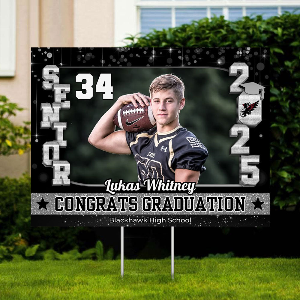 Congrats Class Of 2025 Lawn Sign, Custom Name and School Name Congrats Graduation Lawn Sign
