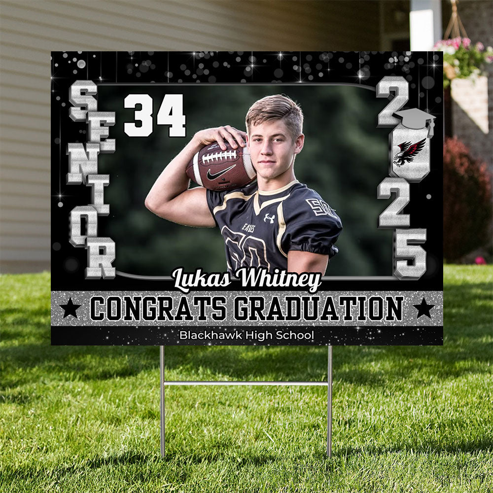 Congrats Class Of 2025 Lawn Sign, Custom Name and School Name Congrats Graduation Lawn Sign