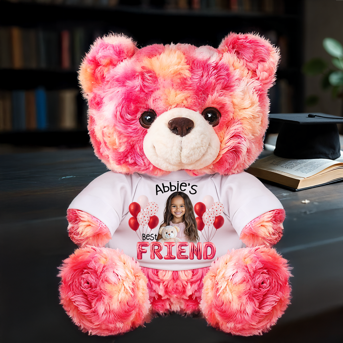 Personalized Teddy Bear Plush for Bestie - Custom Photo and Name Bear - Personalized Plush Bear