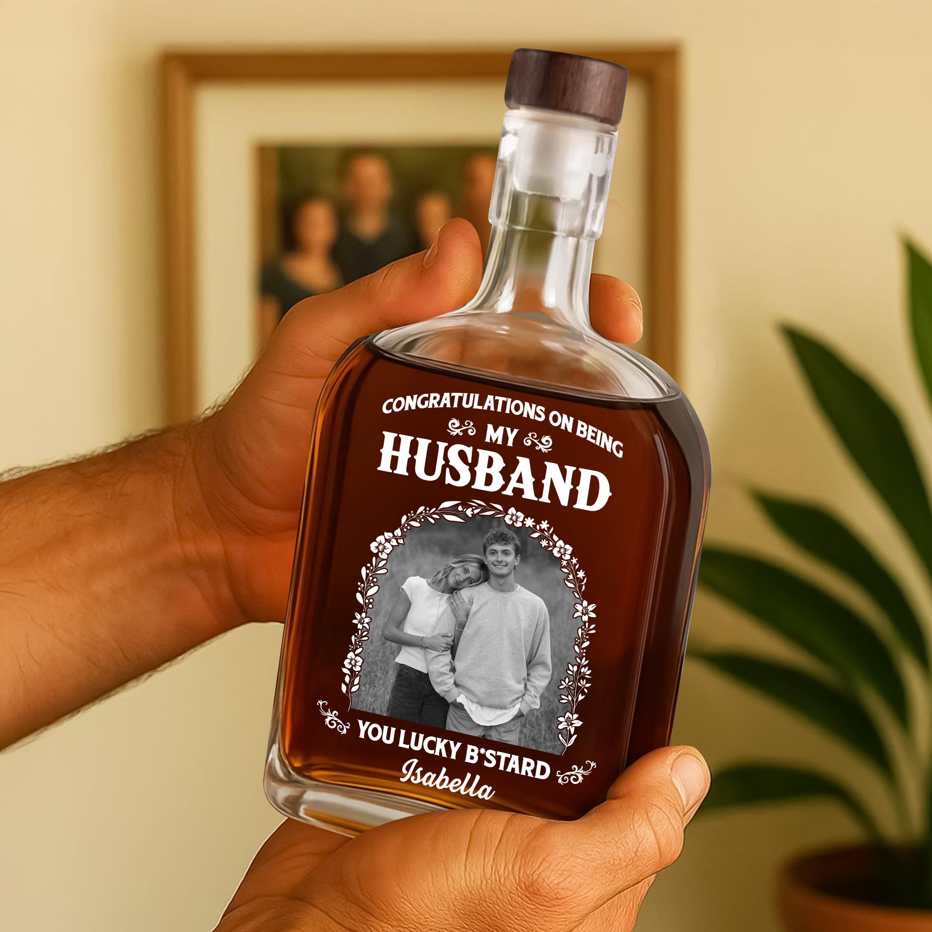 Congrats on Being My Husband - Personalized Custom Whiskey Bottle