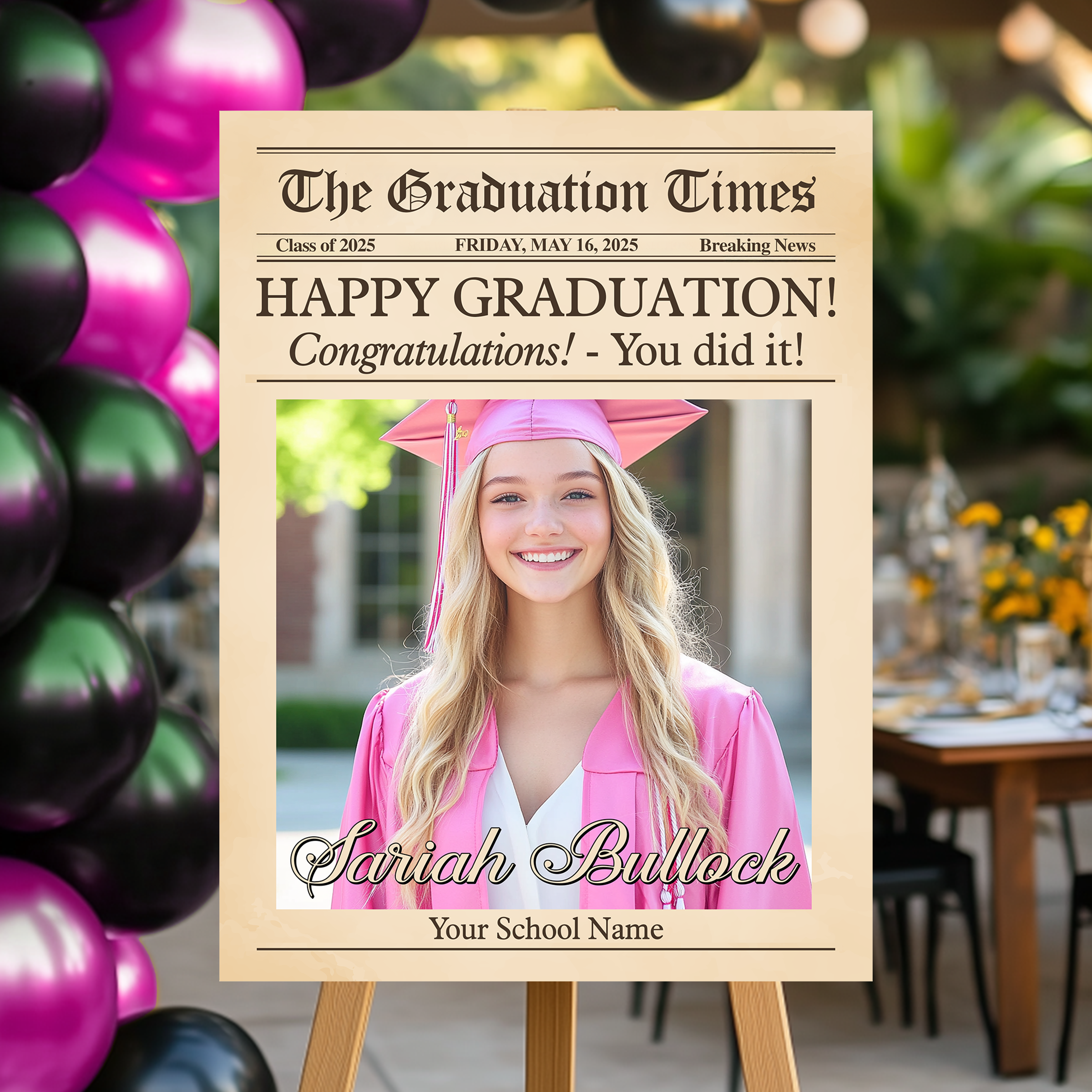 The Graduation Times Welcome Sign Happy Graduation! Congratulation! You Did It Welcome Sign Personalized Graduation Welcome Sign