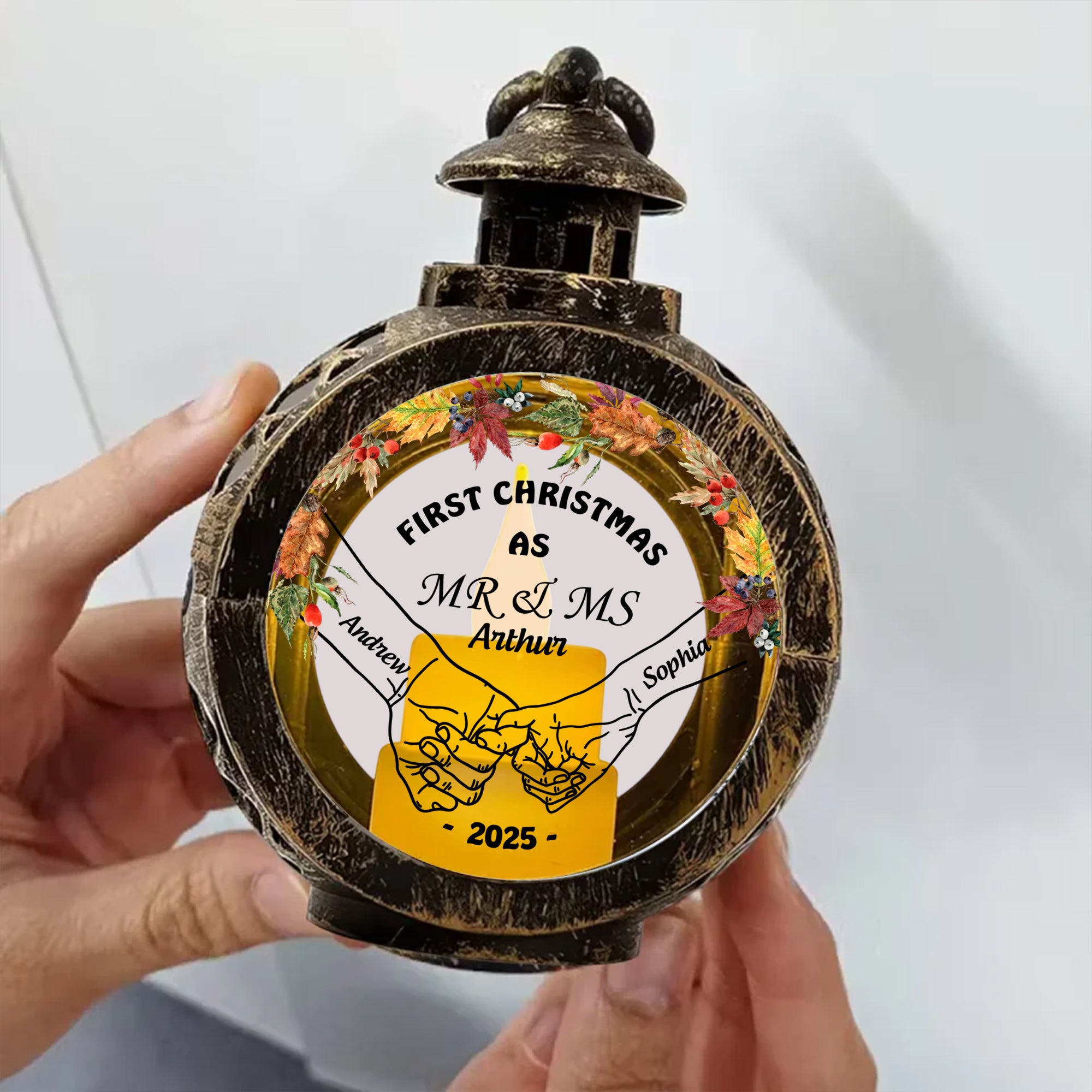 First Christmas - Custom Name Couple Gift - Personalized Candlelight Lantern Ornament